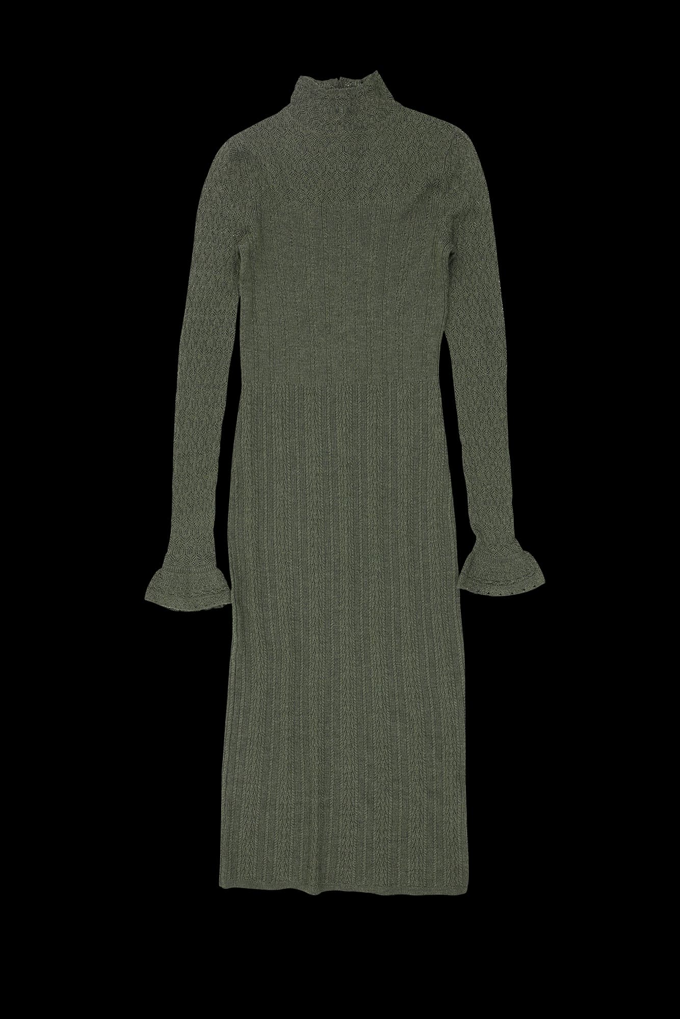 울 버튼 롱 원피스