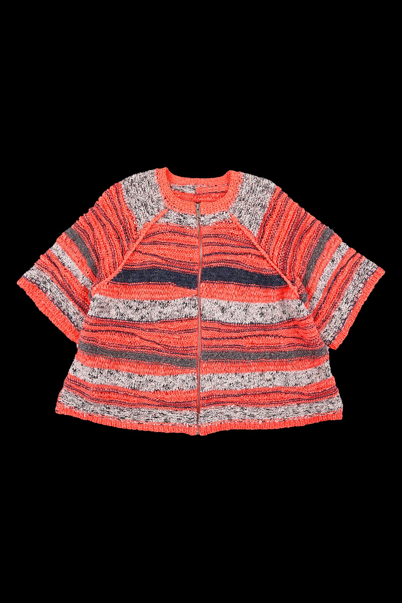 7부 소매 배색 니트