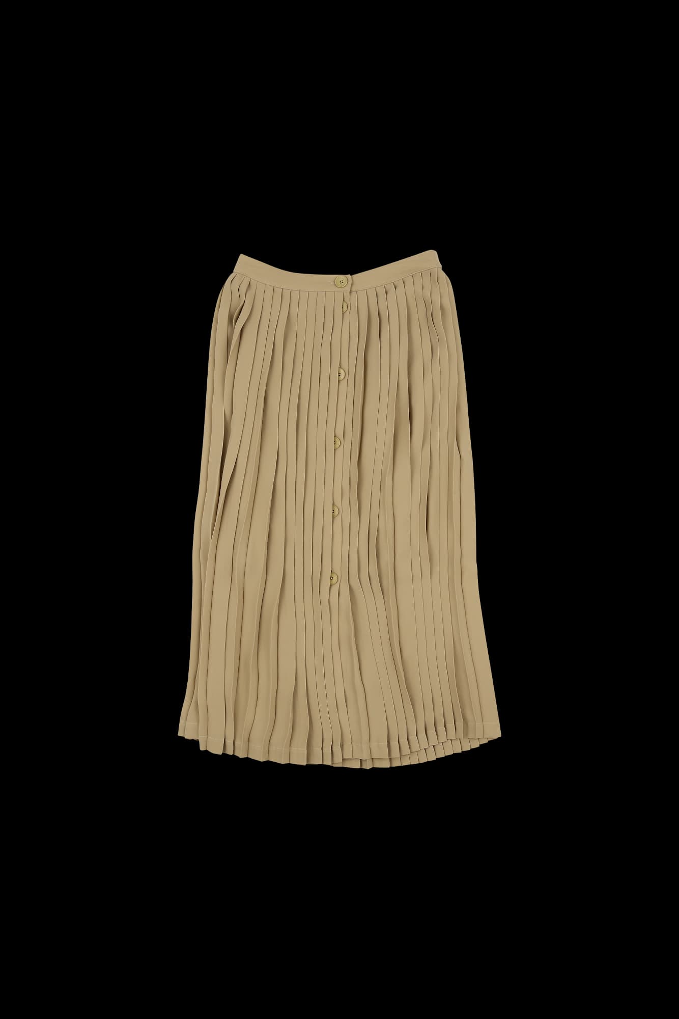 버튼 플리츠 롱 스커트