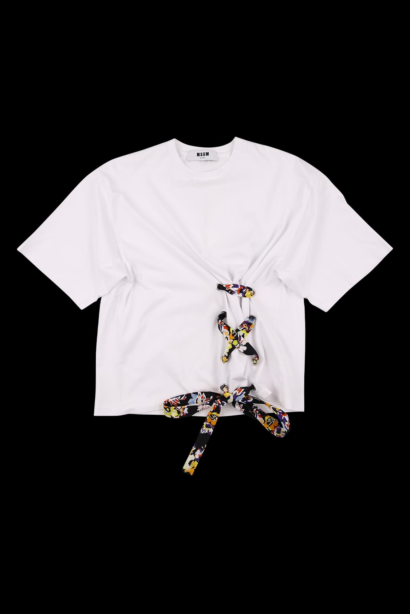 아일렛 리본 반팔 티셔츠