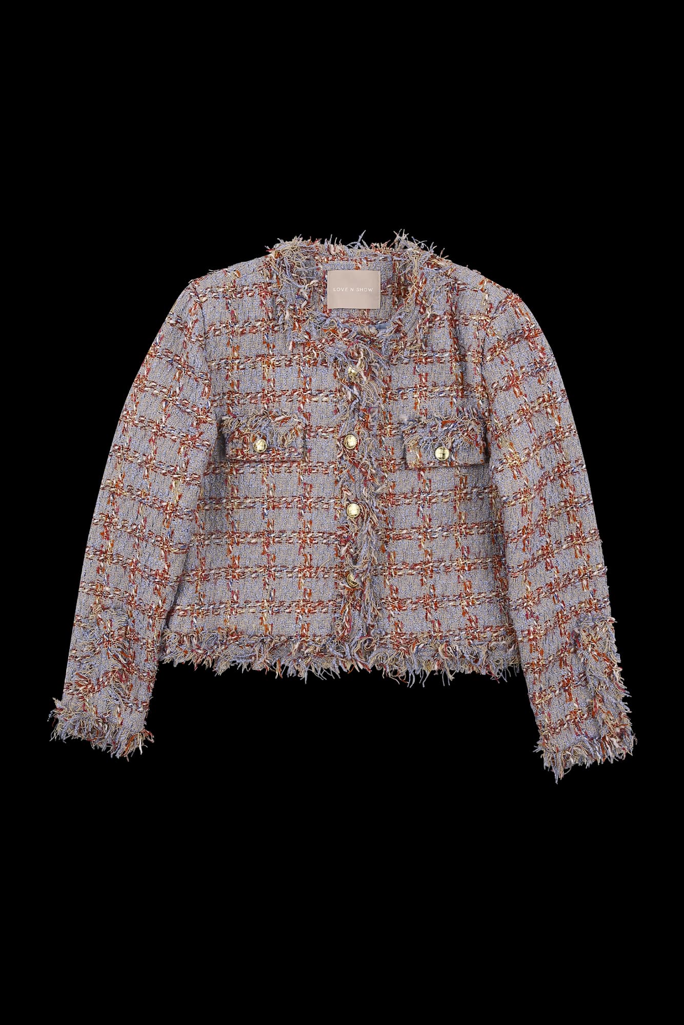 라운드 멀티 컬러 트위드 자켓 