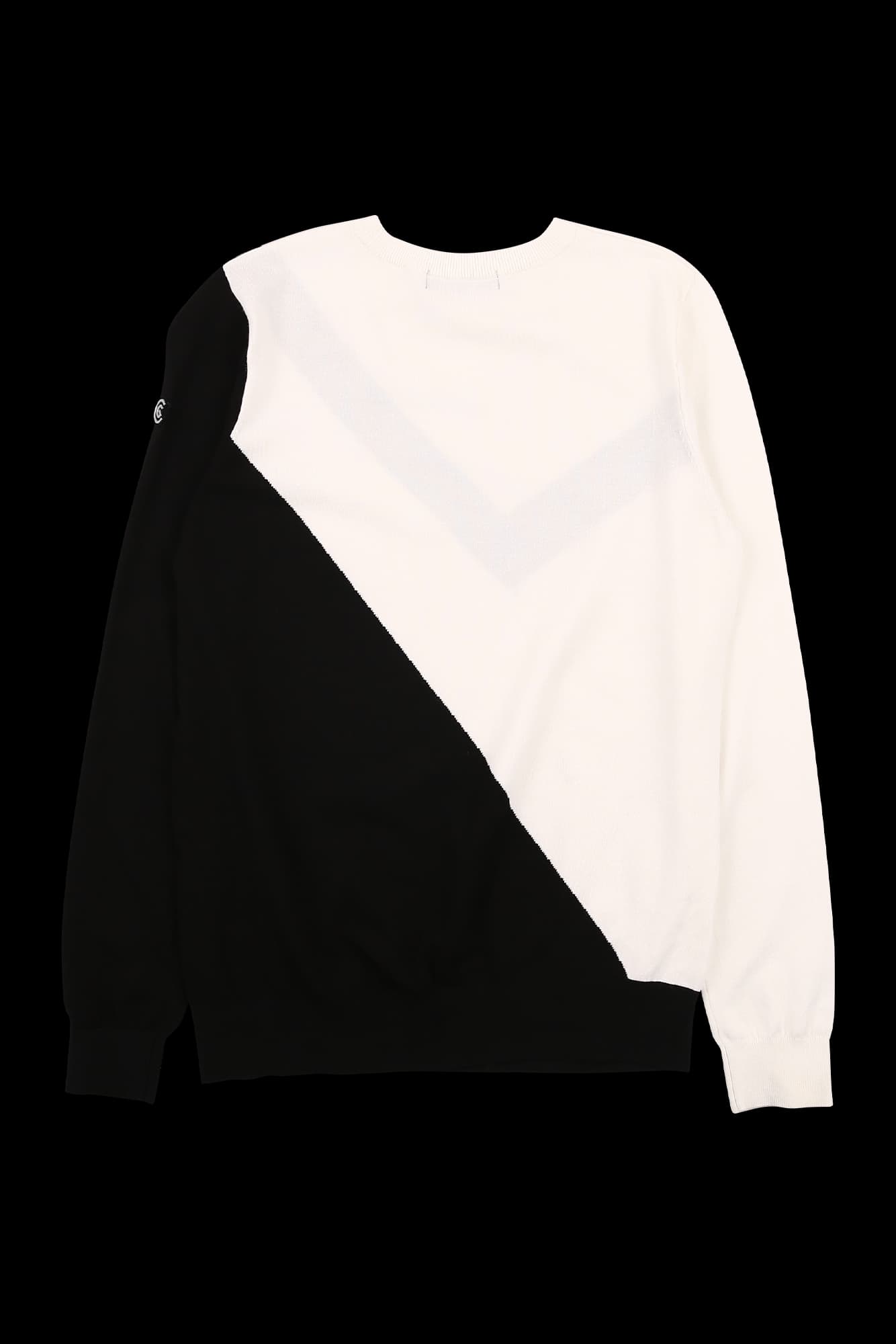 사선 배색 긴팔 니트