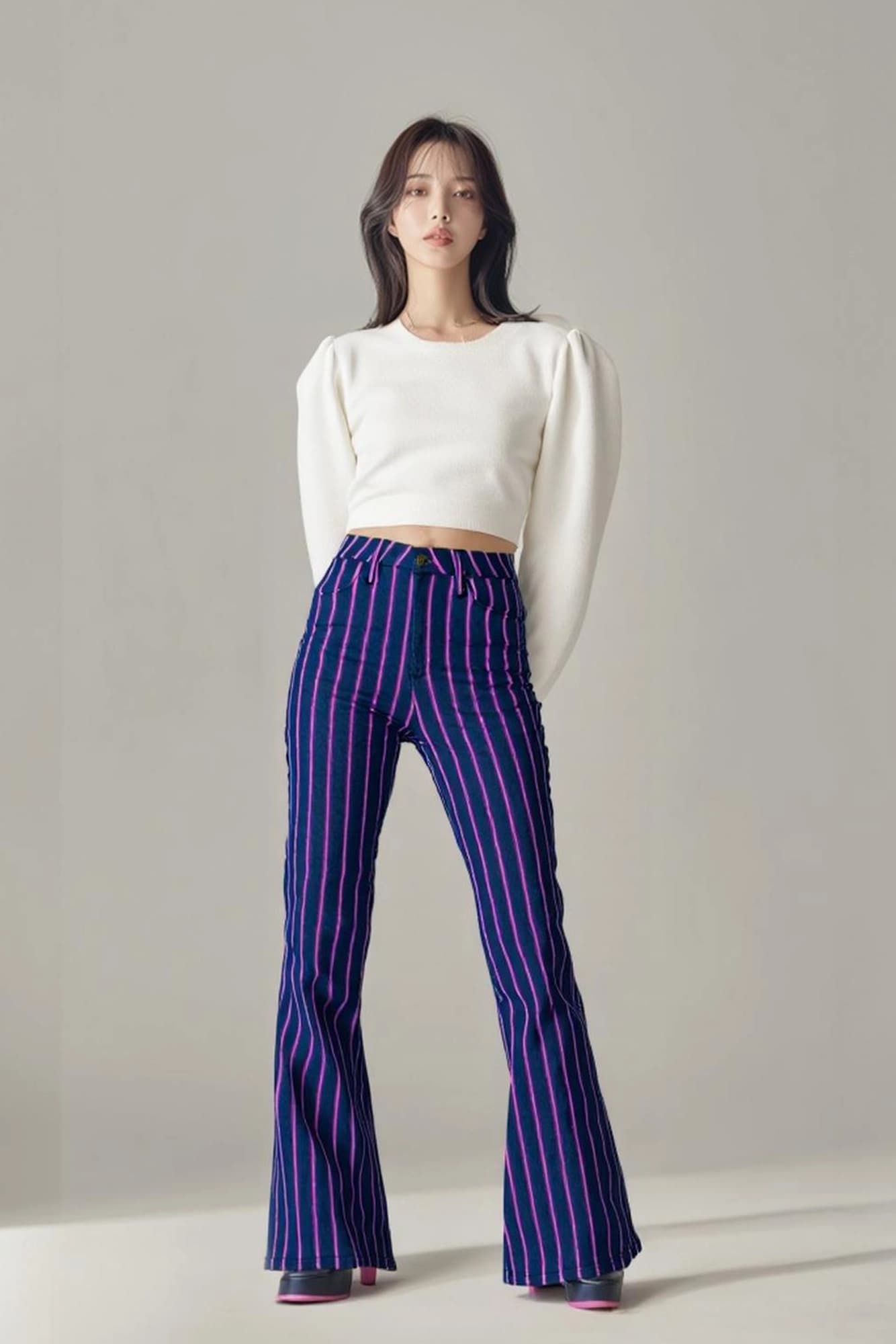 [새상품] 스트라이프 부츠컷 팬