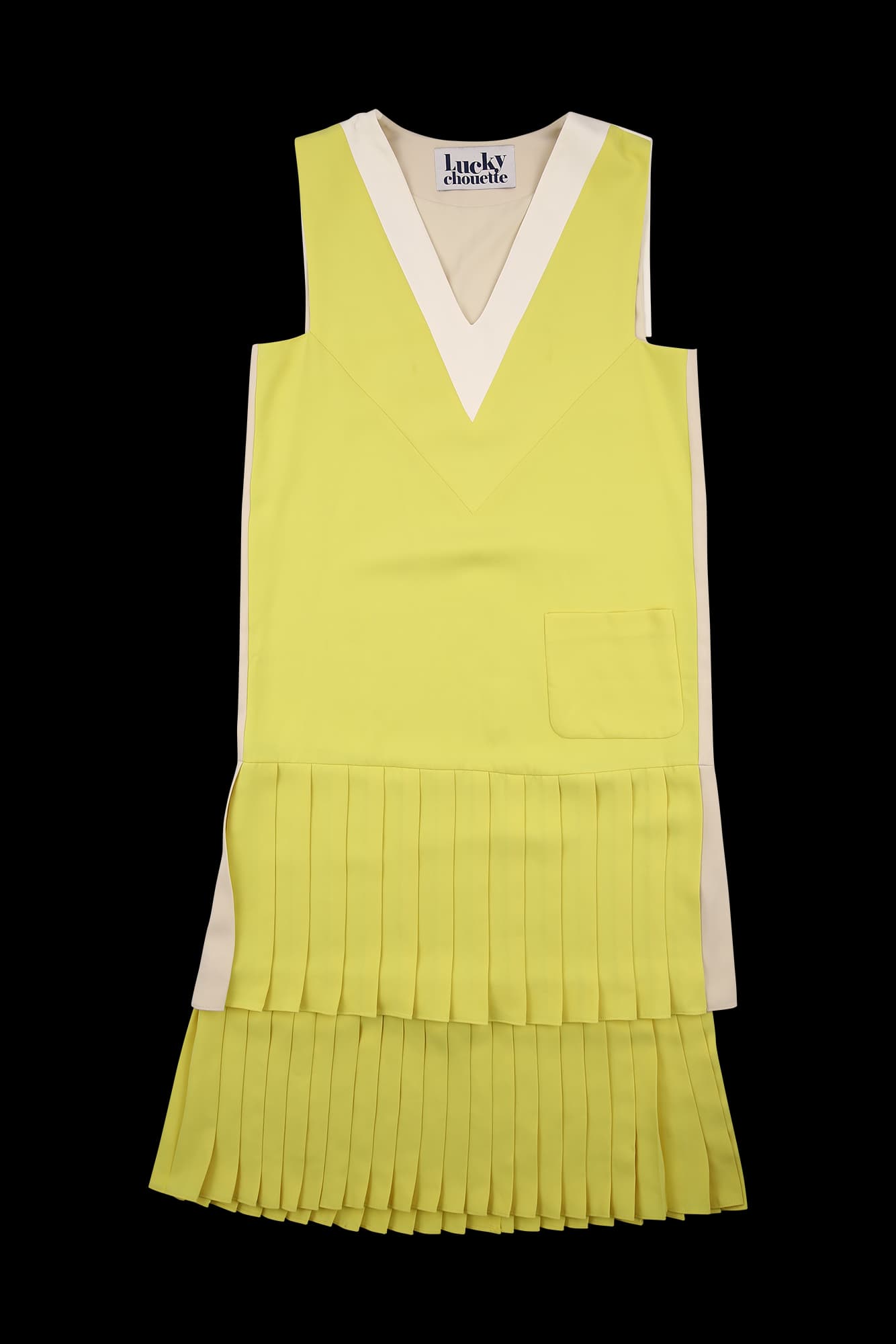 이중 플리츠 민소매 원피스