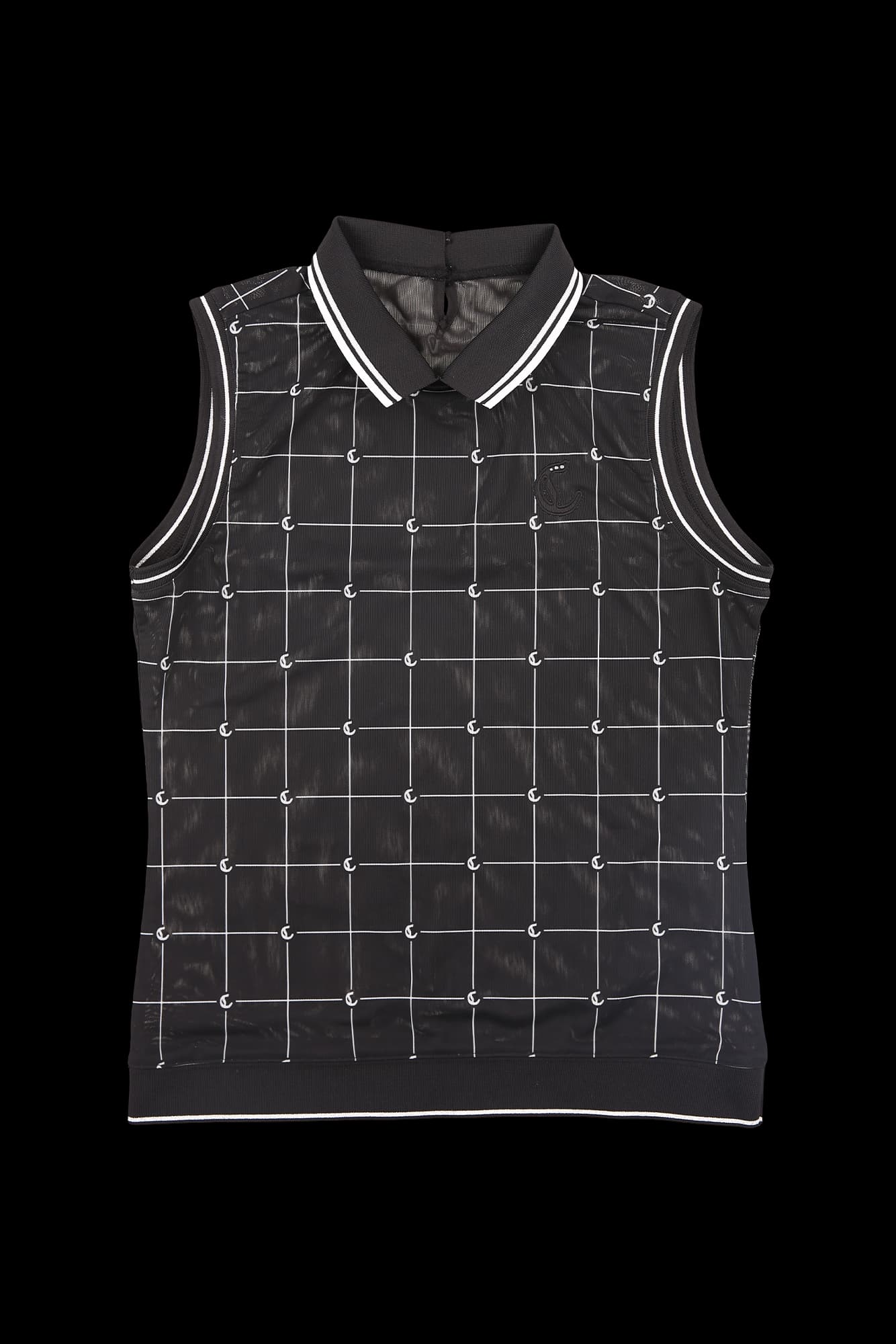 매쉬 카라 슬리브리스 티셔츠