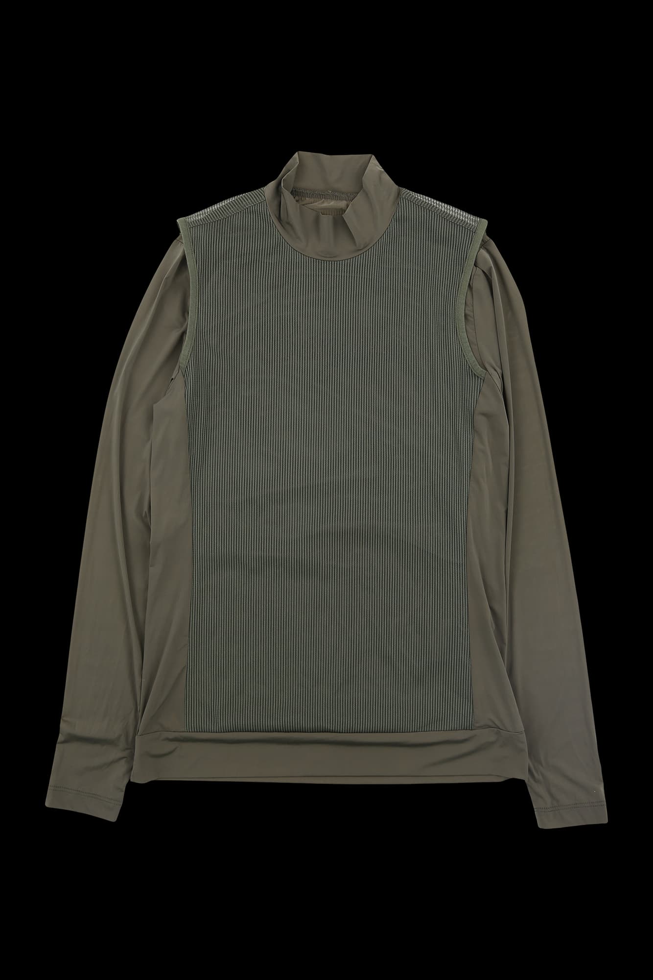 메쉬 배색 반목 긴팔 티셔츠