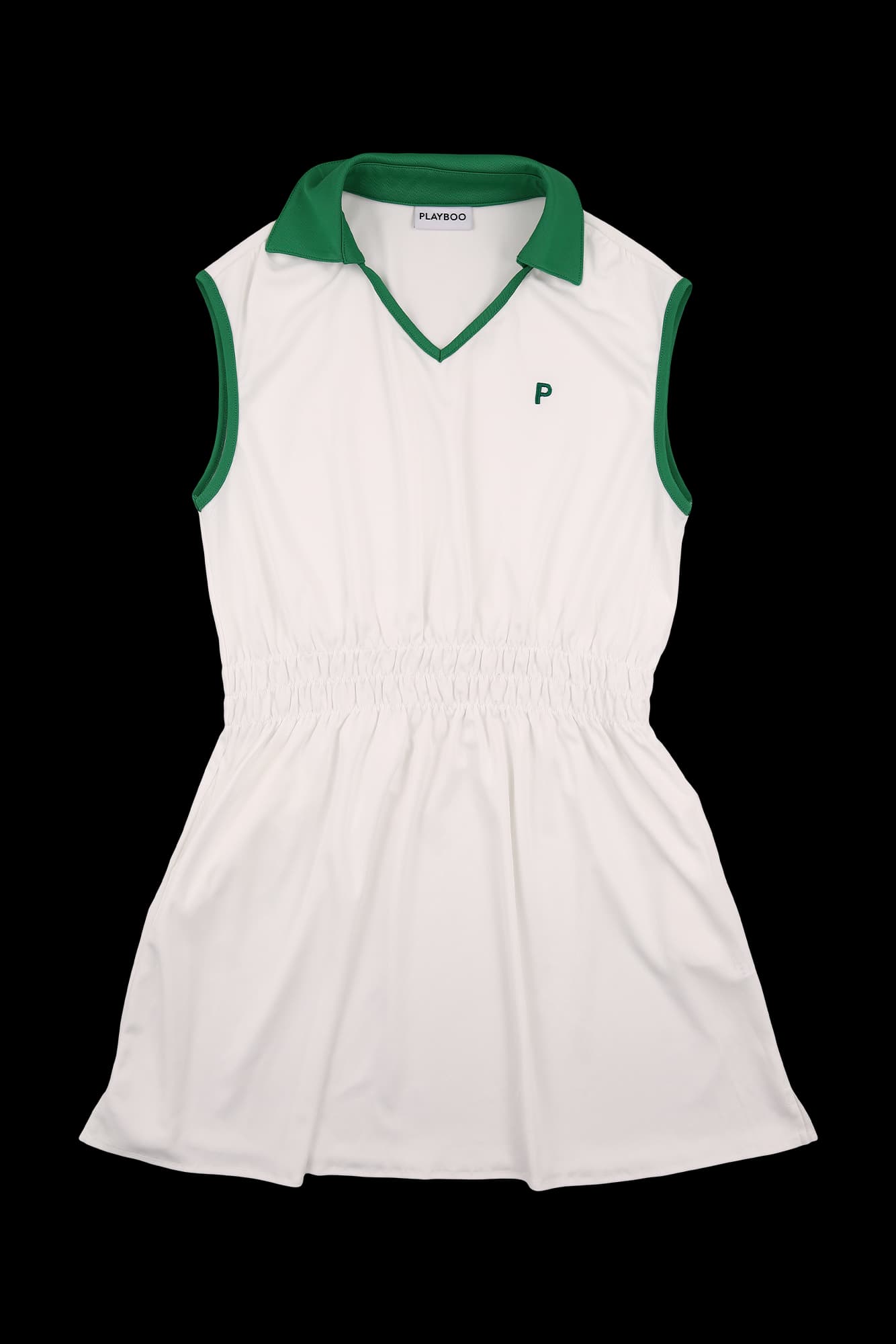 슬리브리스 카라 배색 원피스