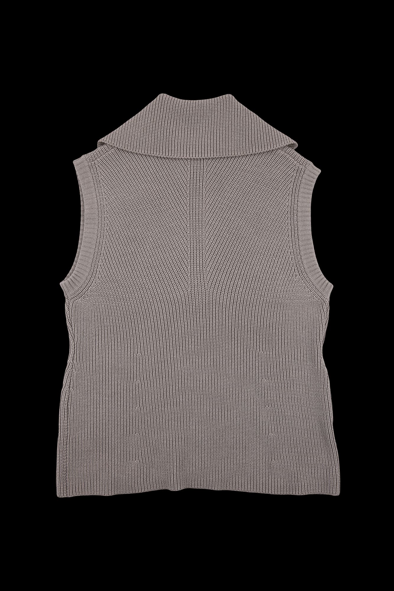 반집업 슬리브리스 카라 니트