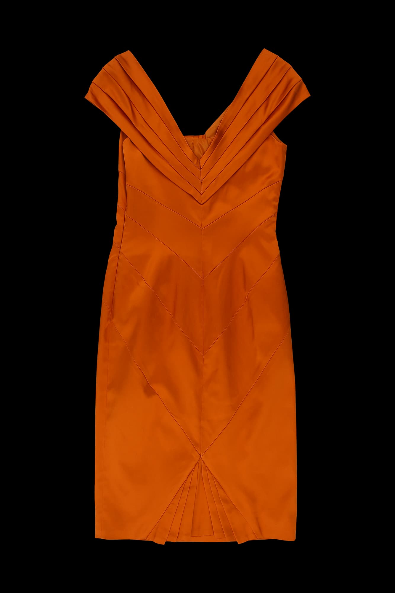 리본 숄더 라인 미디 원피스