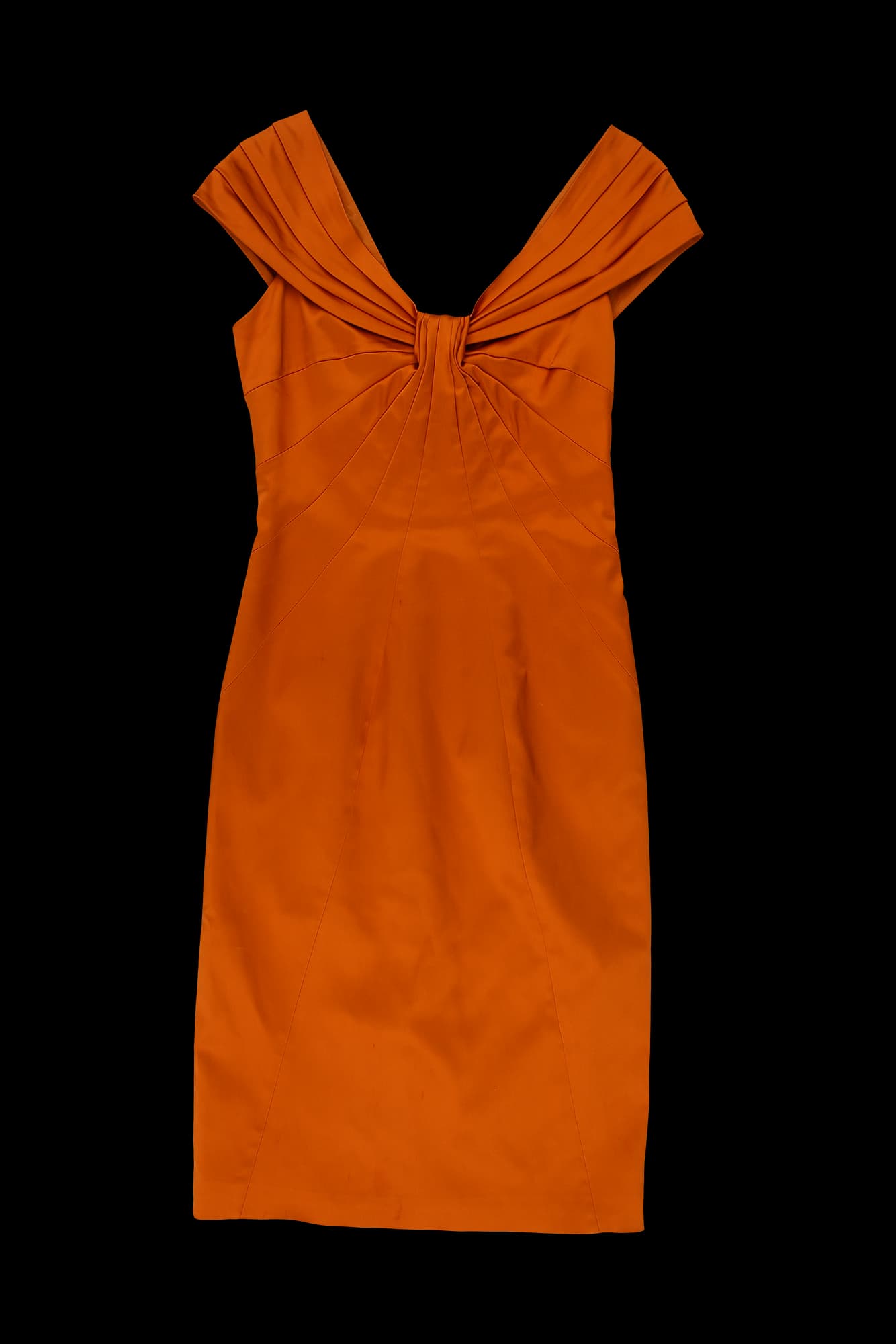 리본 숄더 라인 미디 원피스