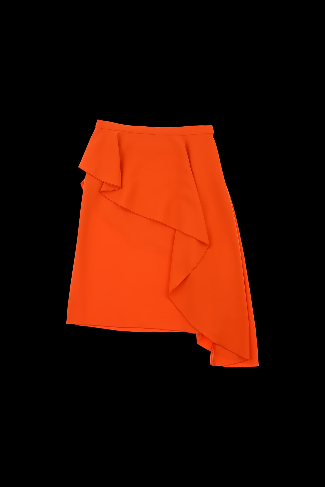 프릴 언발 미디 스커트