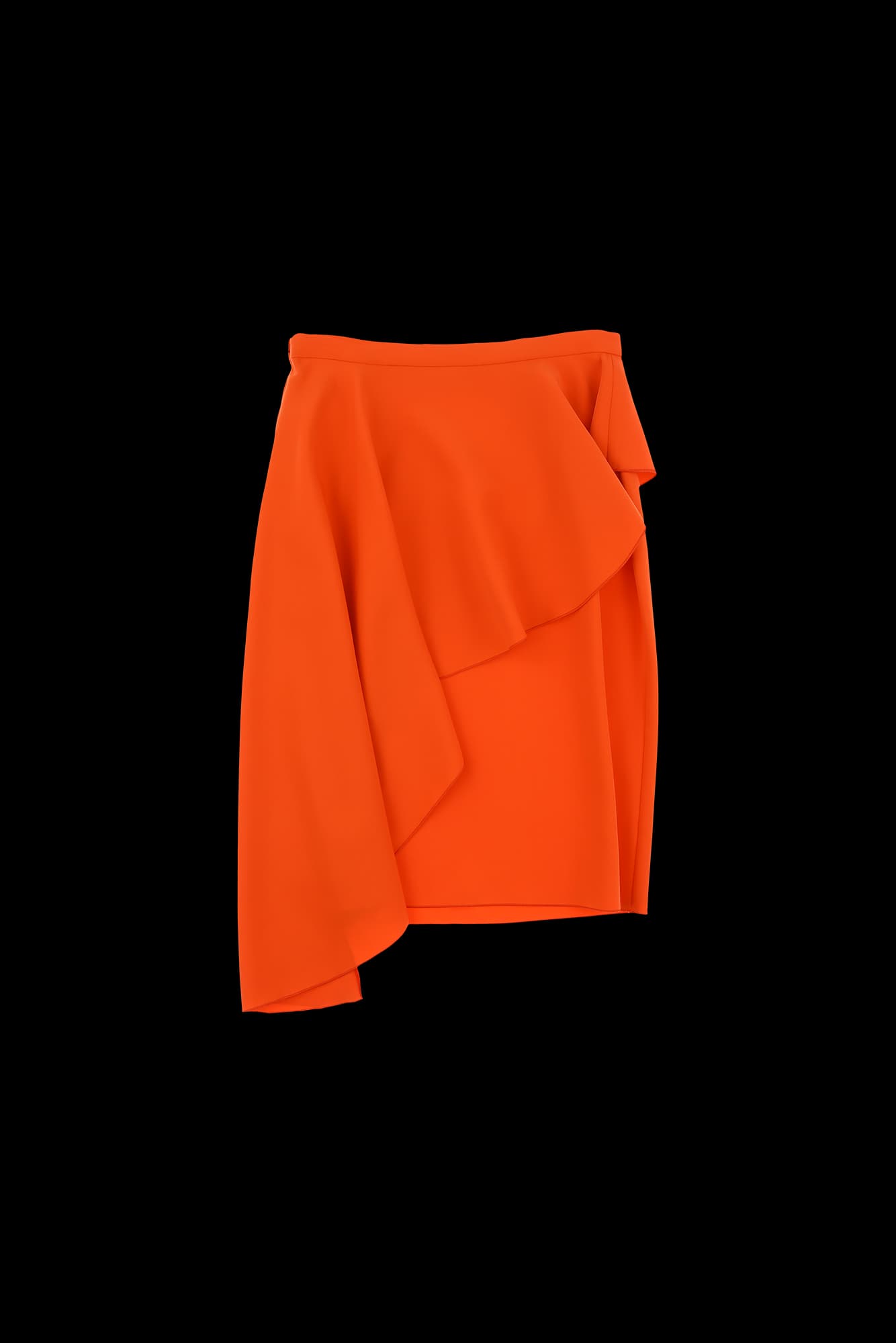 프릴 언발 미디 스커트