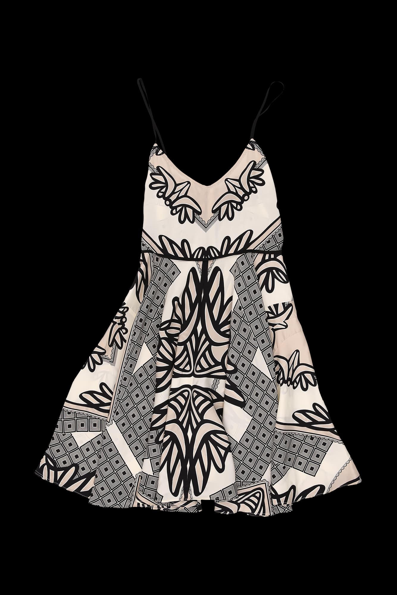 패턴 슬리브리스 원피스