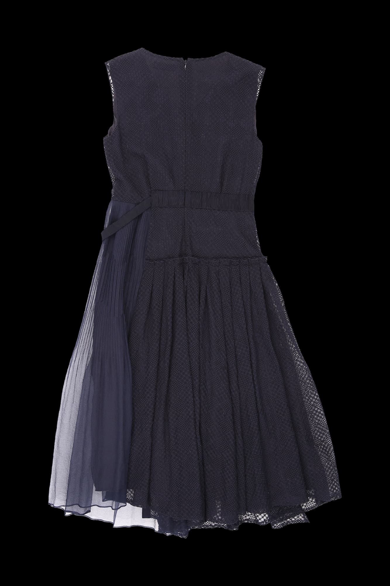 레이스 플리츠 슬리브리스 원피스