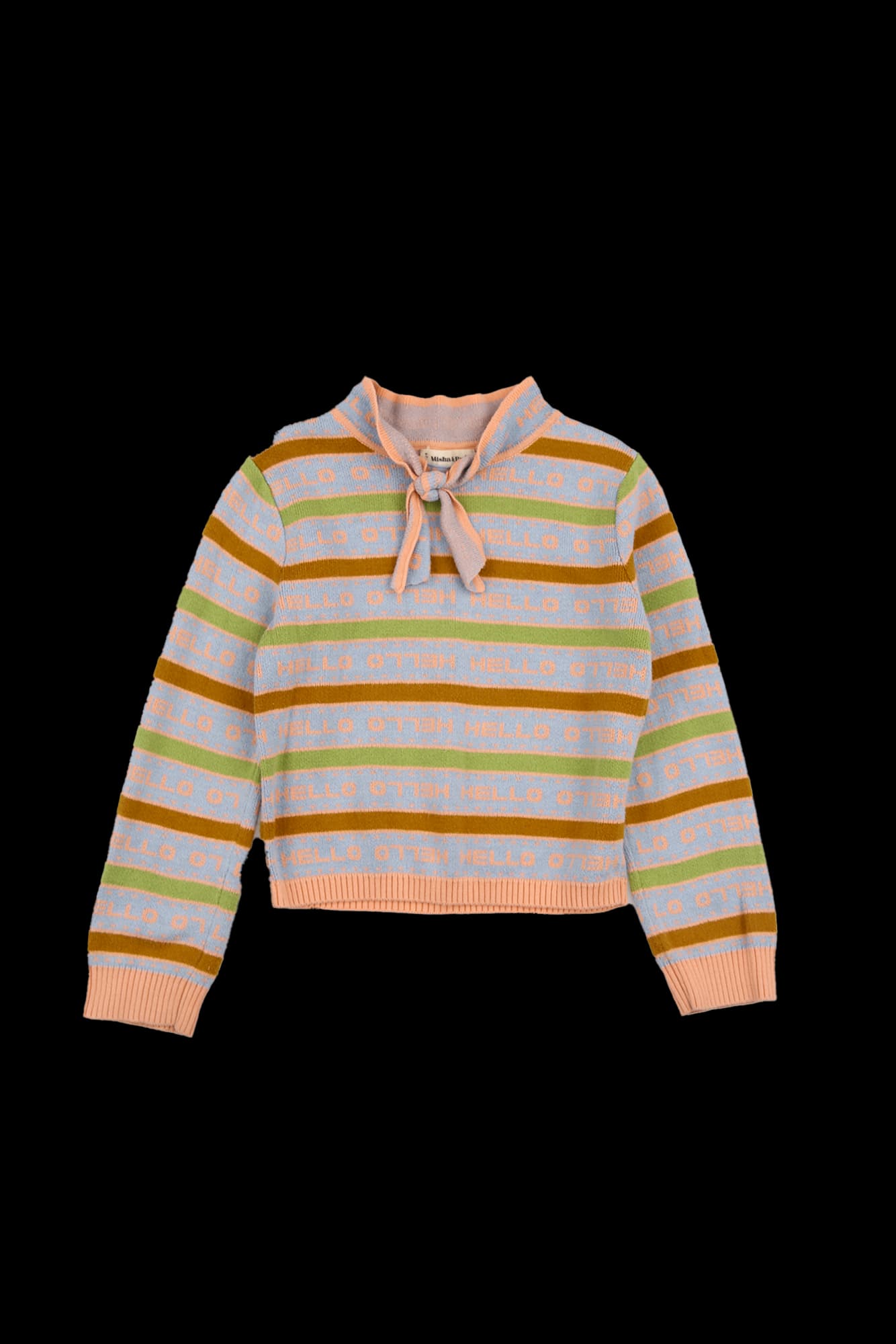 [키즈] 배색 타이 긴팔 니트