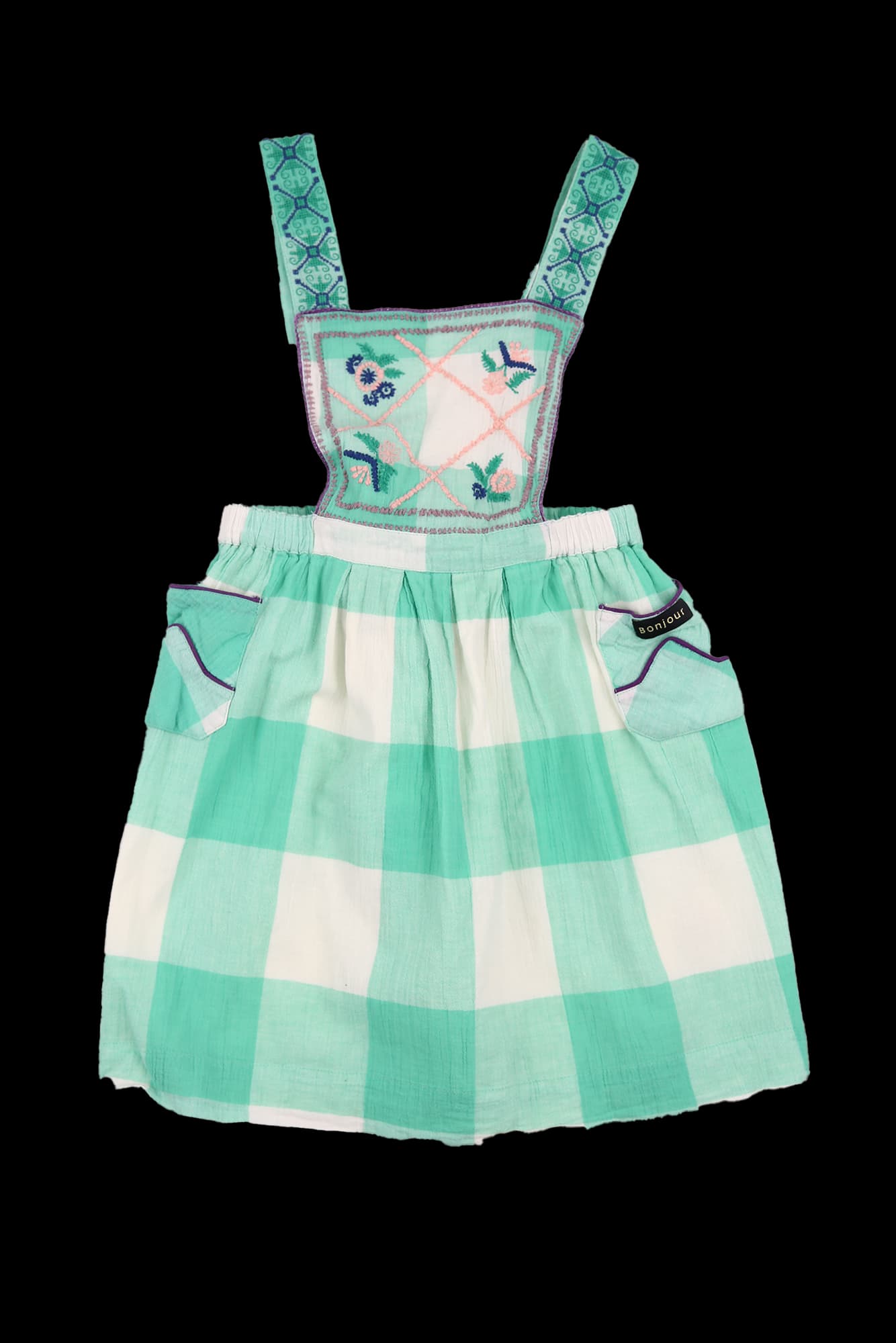 [키즈] 체크 자수 원피스