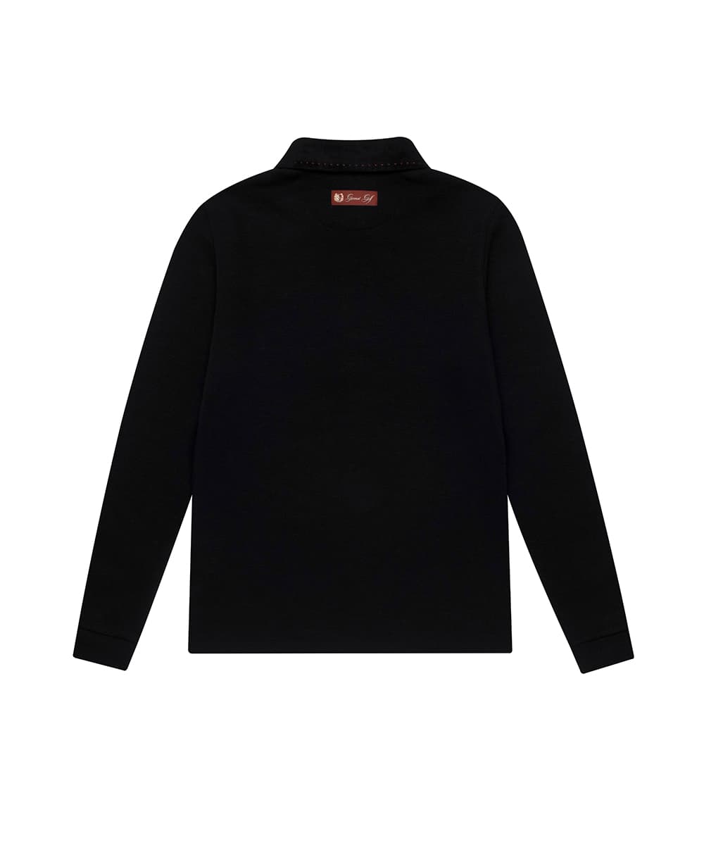 스웨이드 카라 티셔츠 우먼(BLACK)