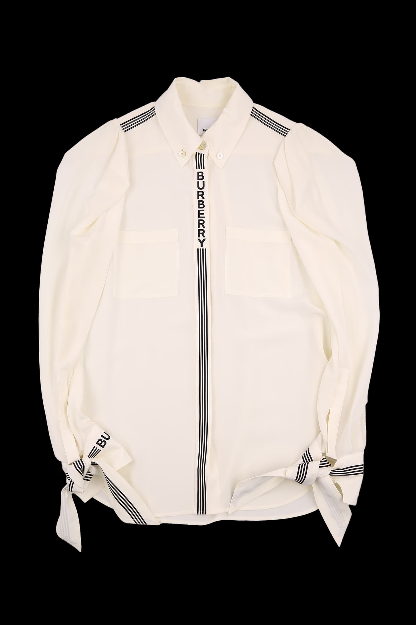 라인 디테일 실크 셔츠