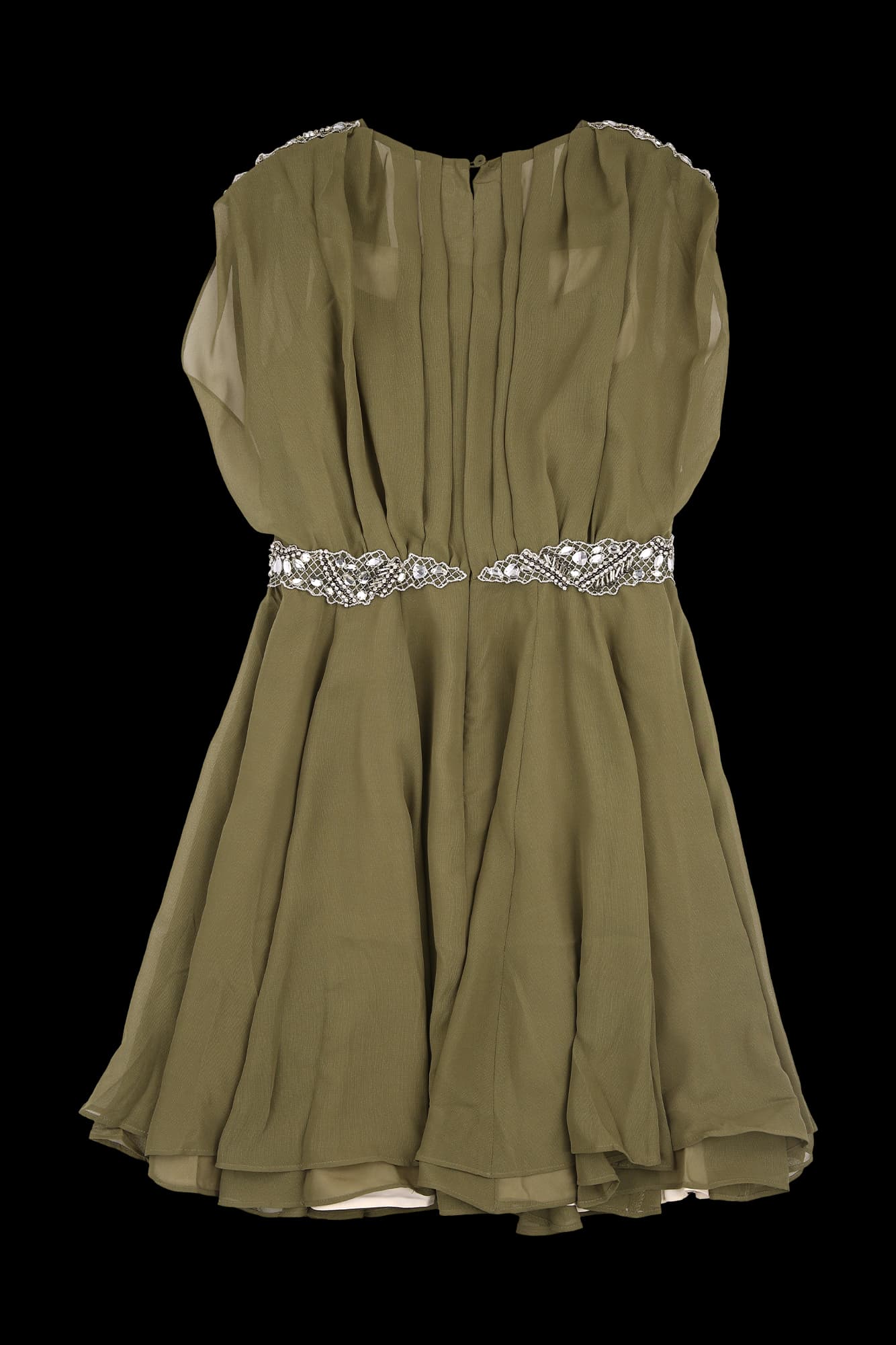 허리큐빅 민소매 원피스