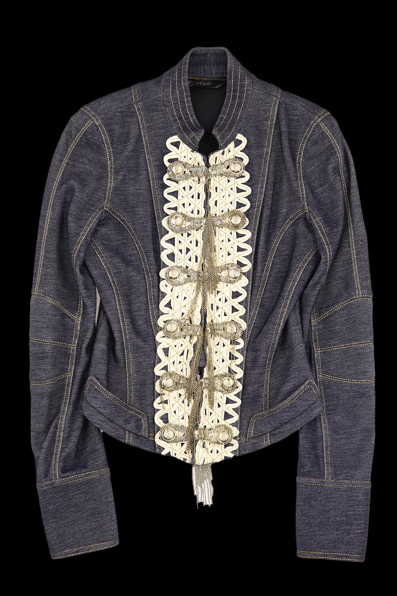 하이넥 데님 자켓