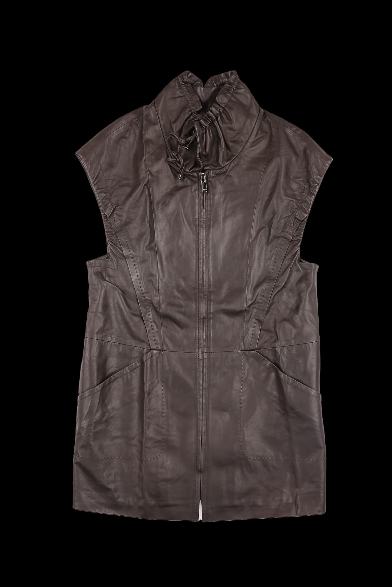 민소매 레더 원피스