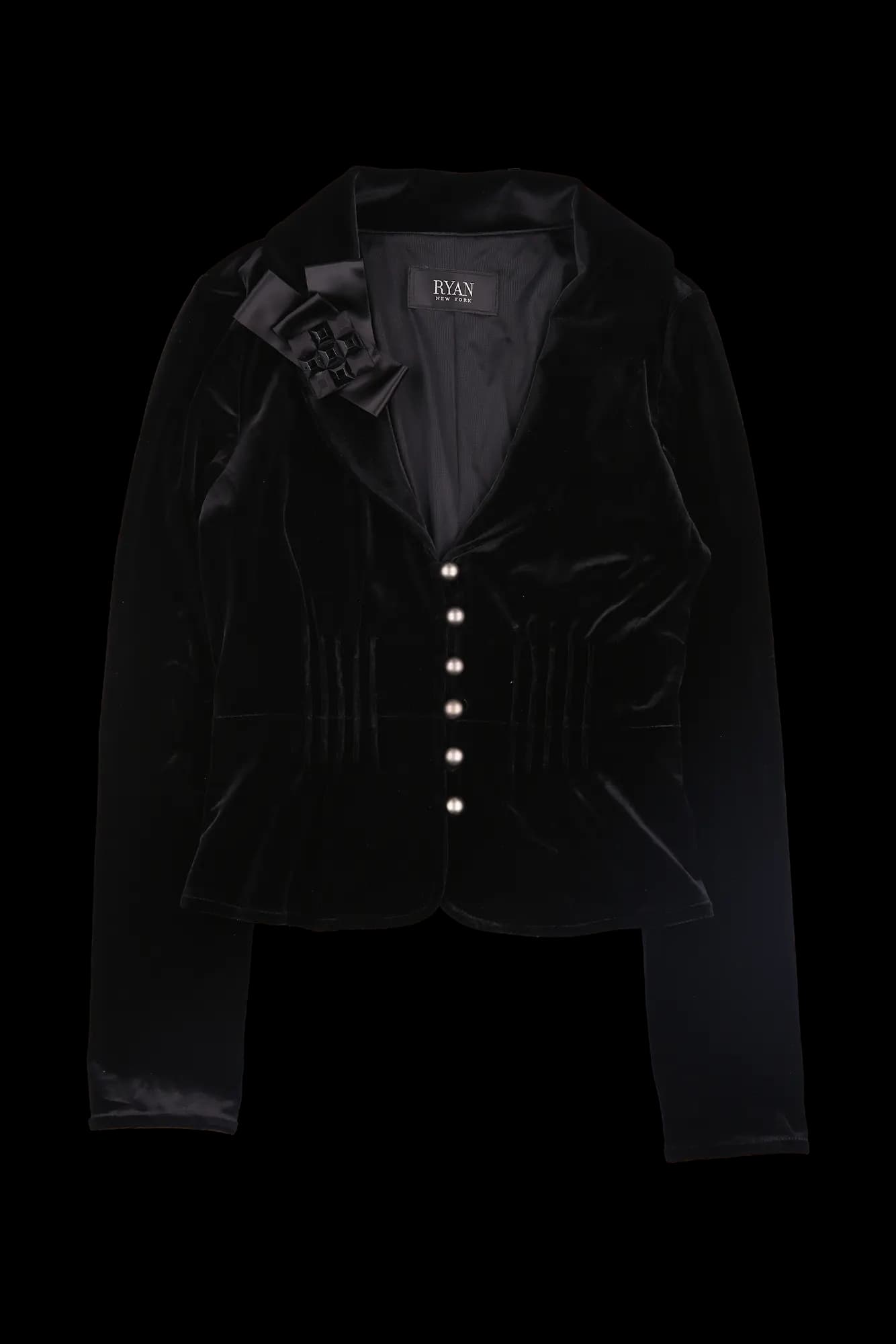 리본큐빅 브로치 자켓