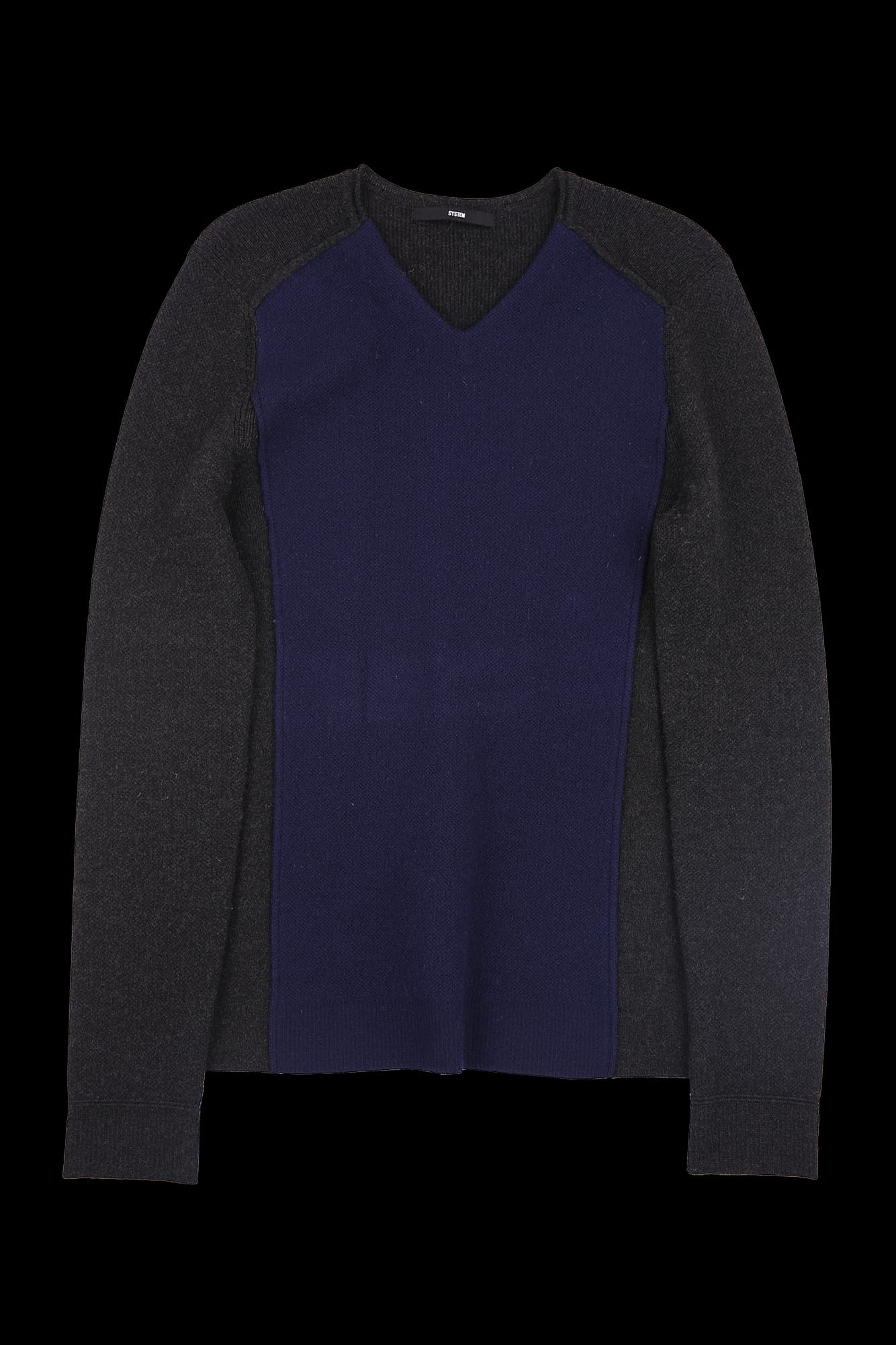 [남성] 배색 브이넥 니트