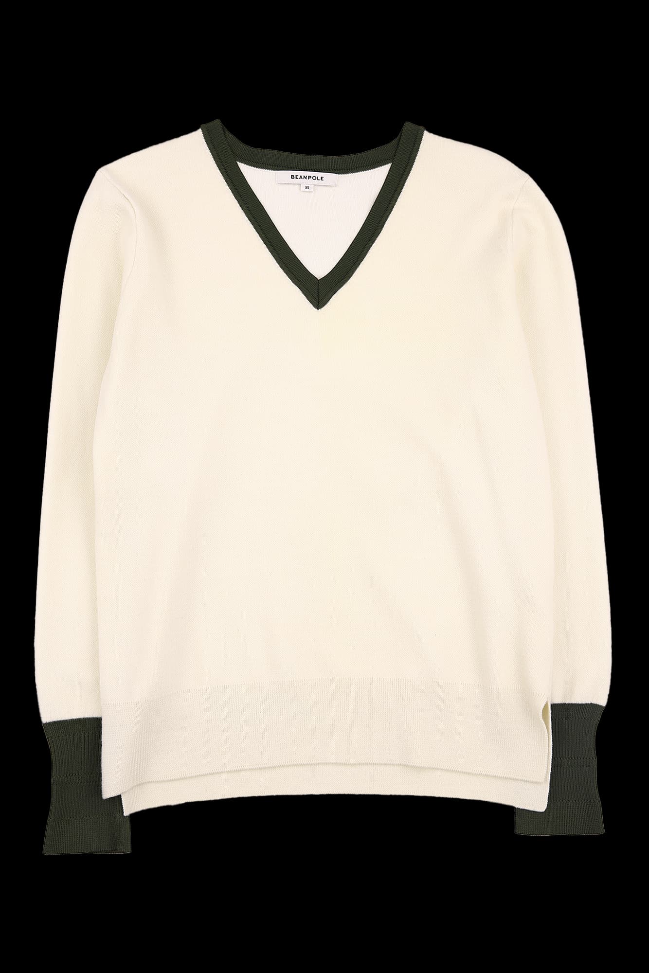 컬러 포인트 브이넥 니트