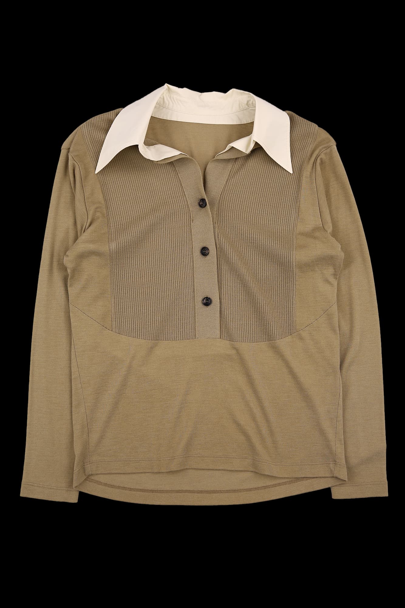 울 블렌드 카라 레이어드 셔츠