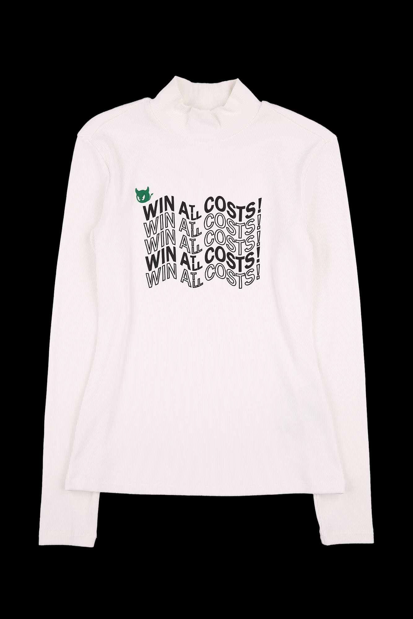 하프넥 골지 로고 티셔츠