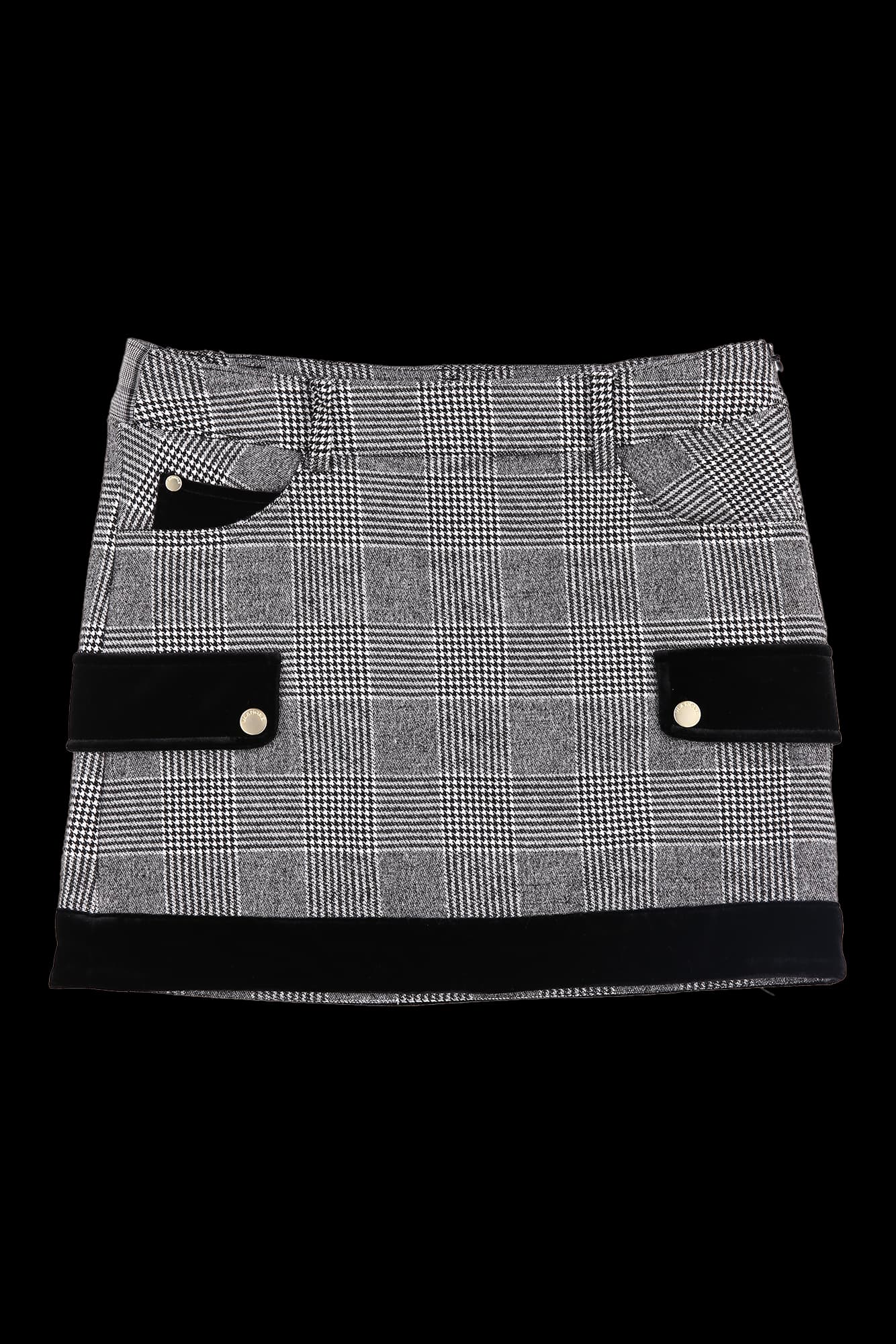 하운드체크 배색 스커트