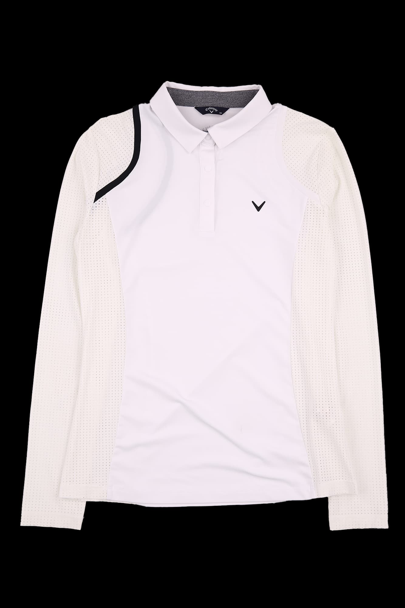 펀칭 배색 긴팔 카라 티셔츠