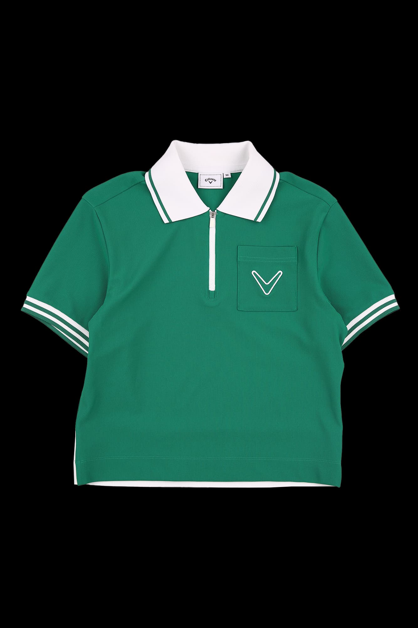 배색 반집업 카라 티셔츠