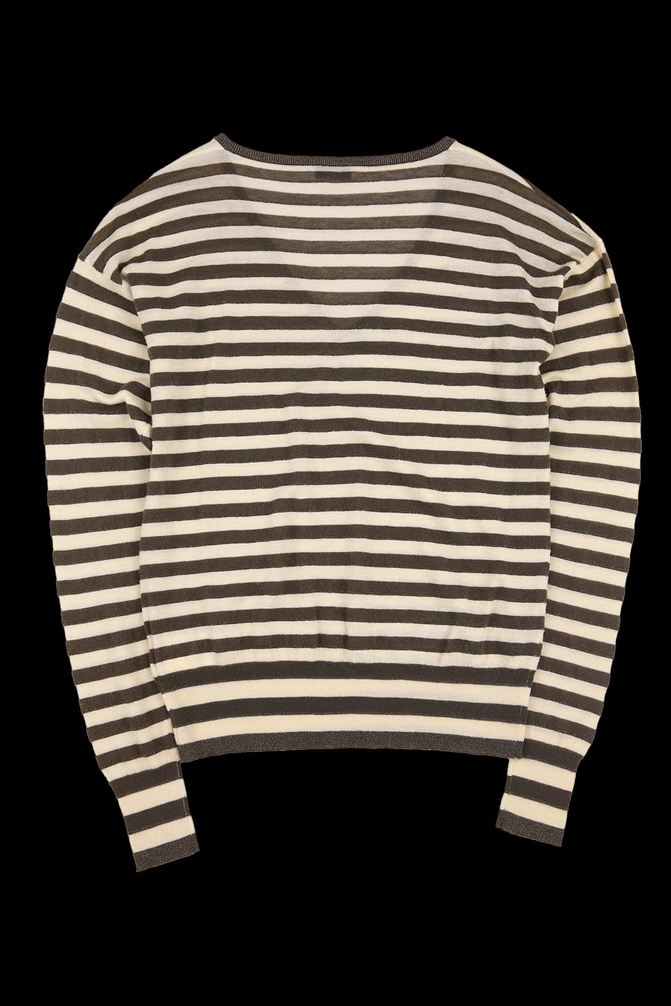 브이넥 스트라이프 긴팔 니트