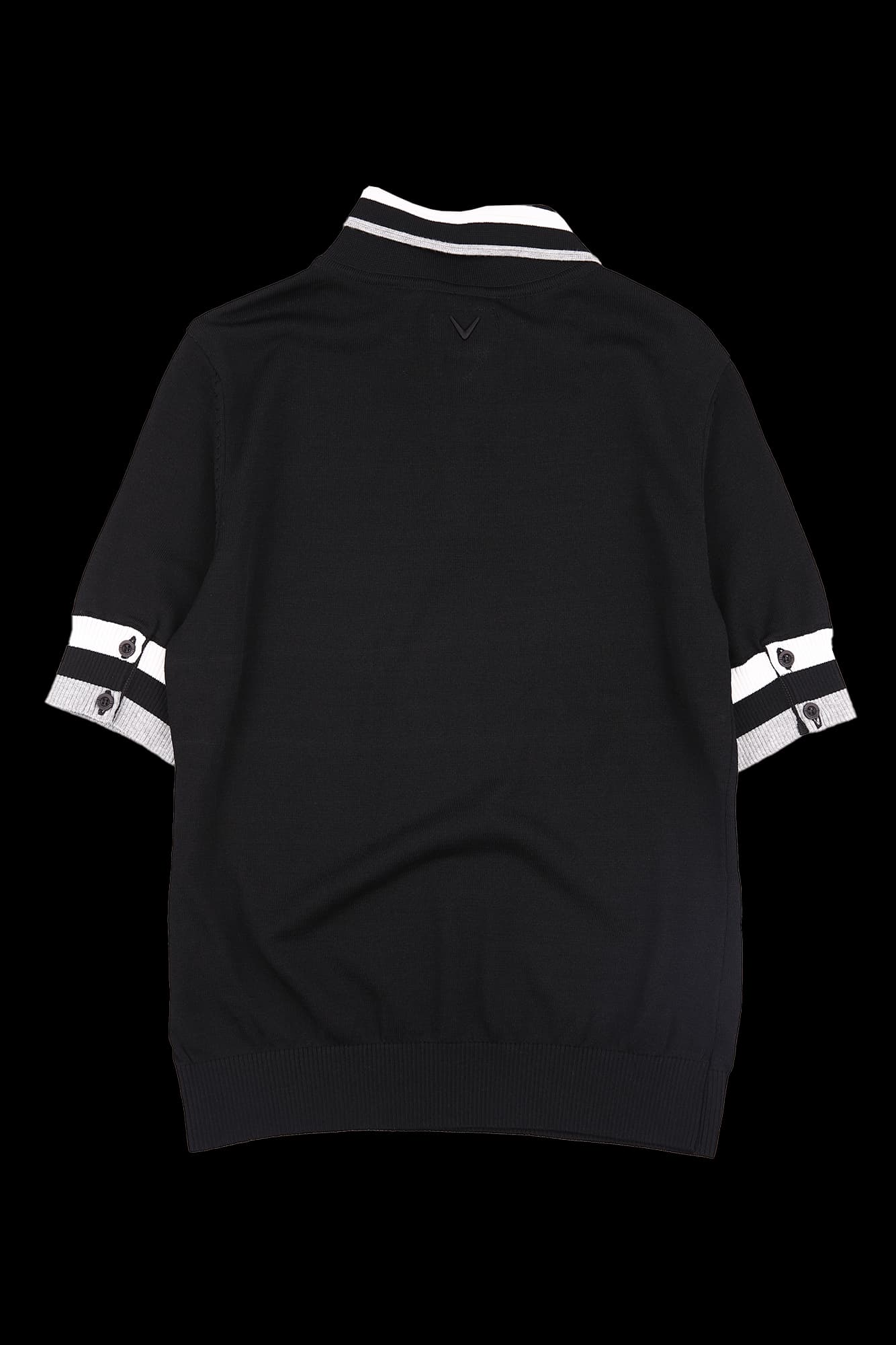 배색 카라 반팔 니트