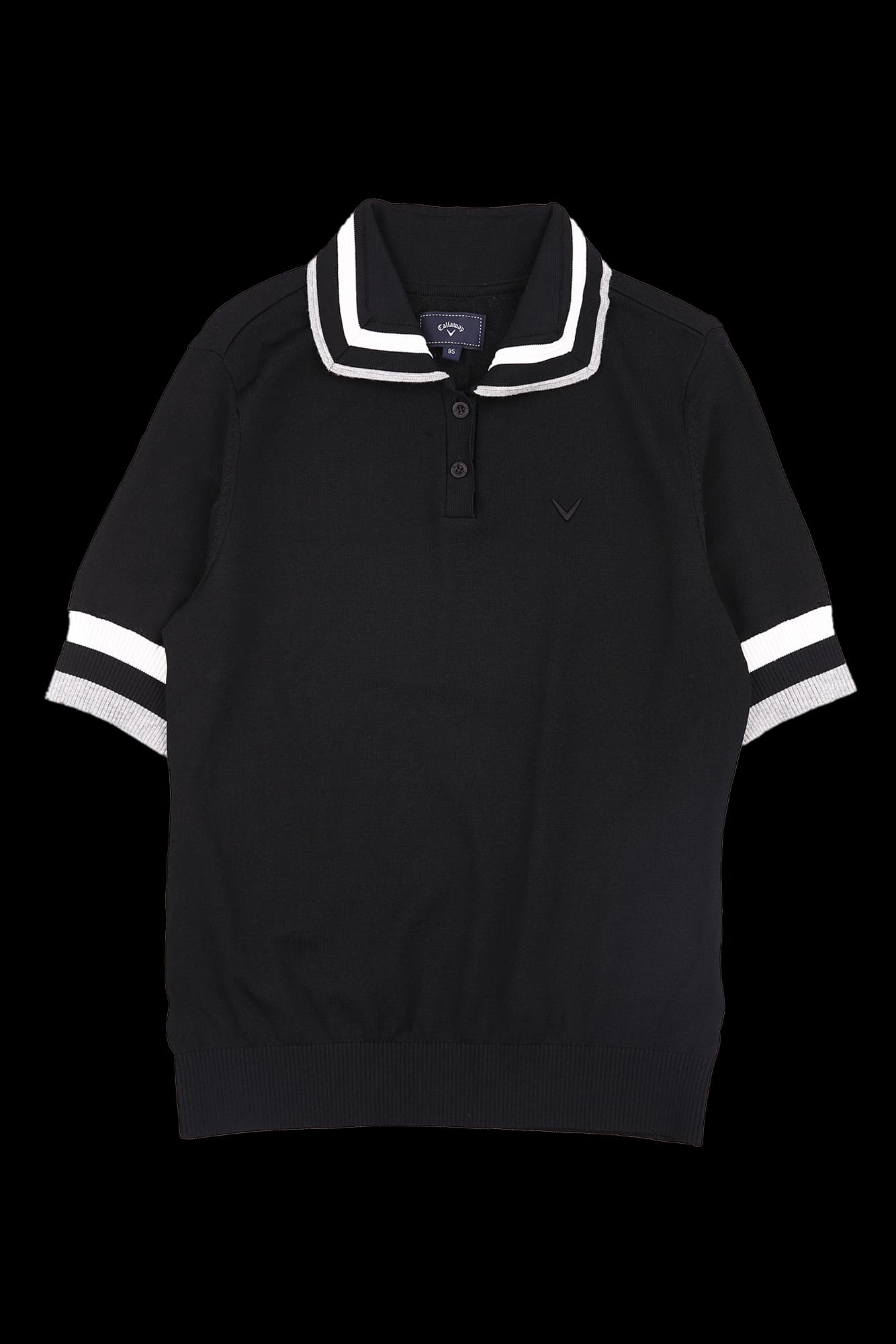 배색 카라 반팔 니트