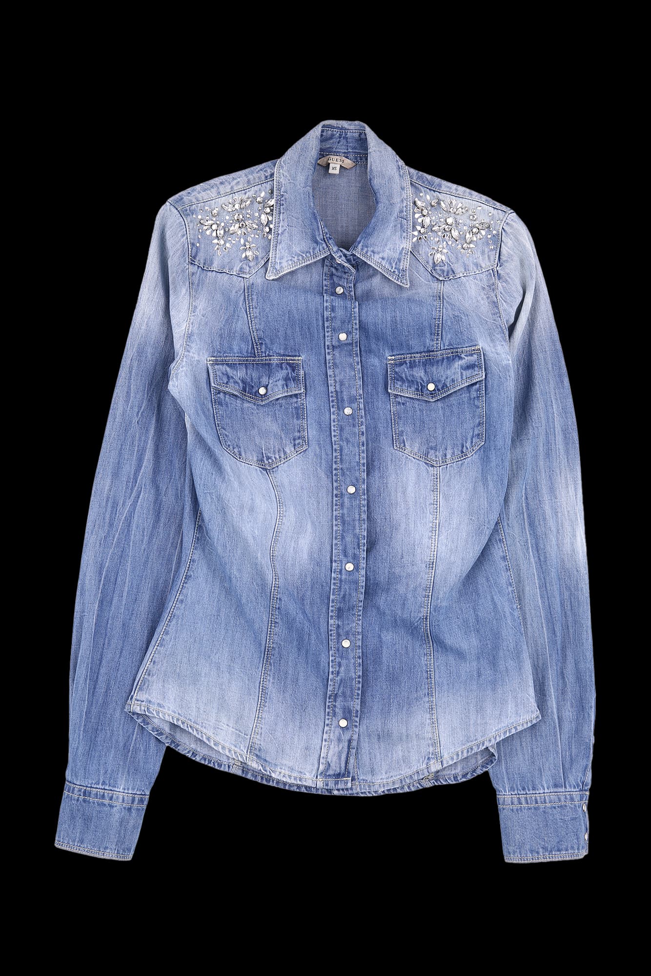 비즈 긴팔데님셔츠