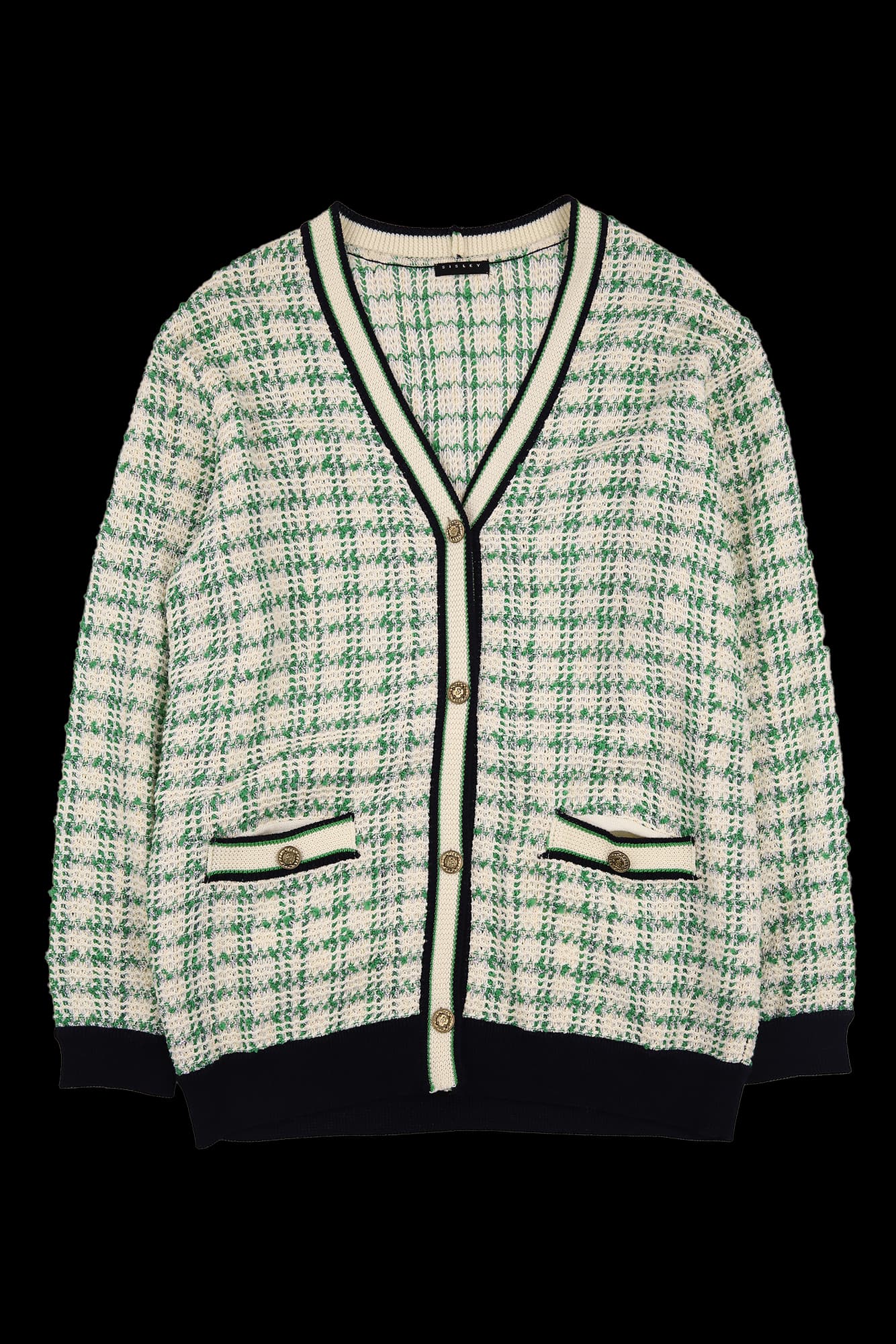 체크 브이넥 가디건