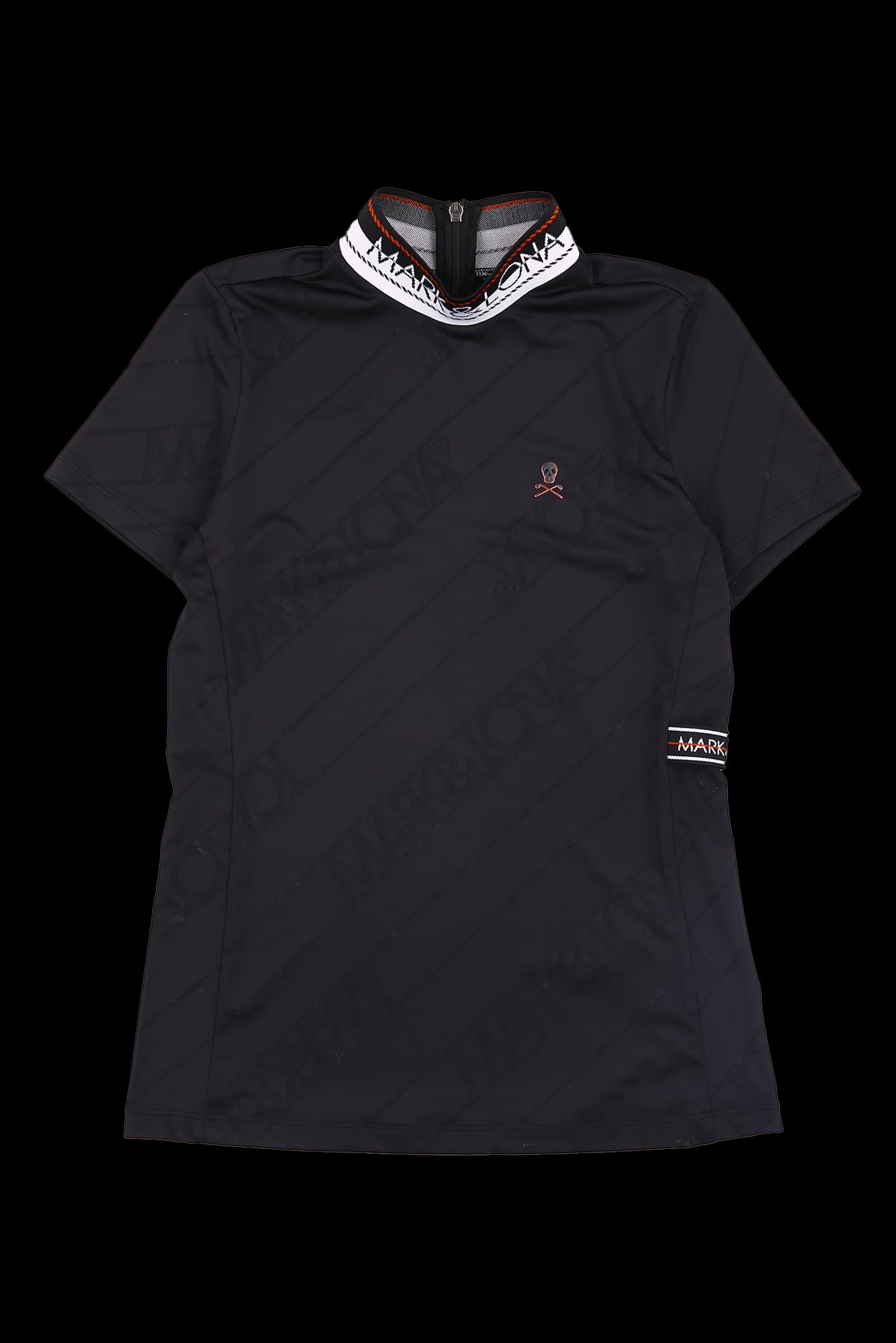 하이넥 배색 반팔 티셔츠