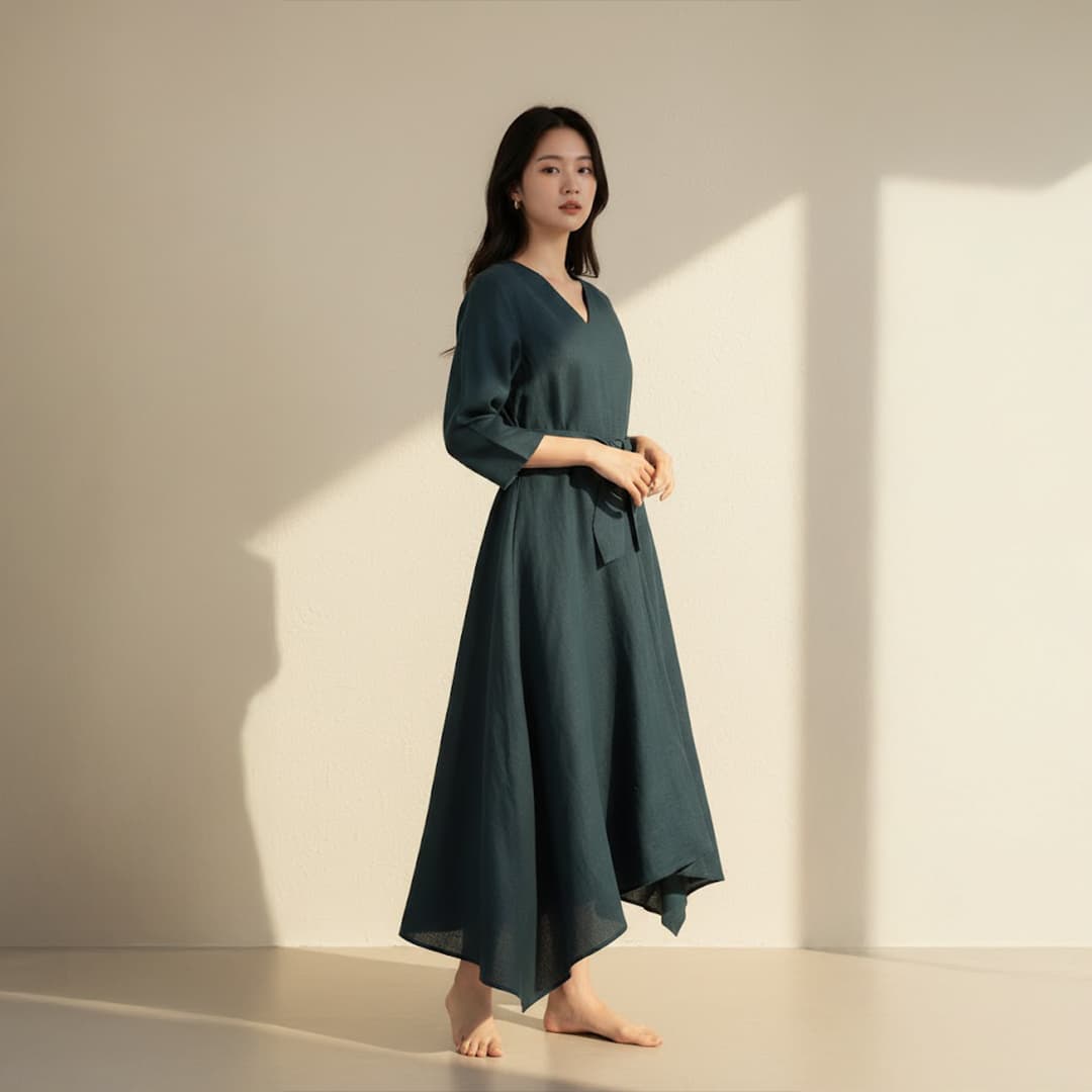 리본 타이 원피스