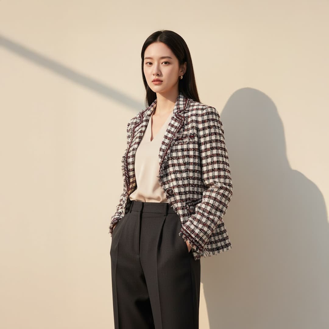 트위드 카라 자켓
