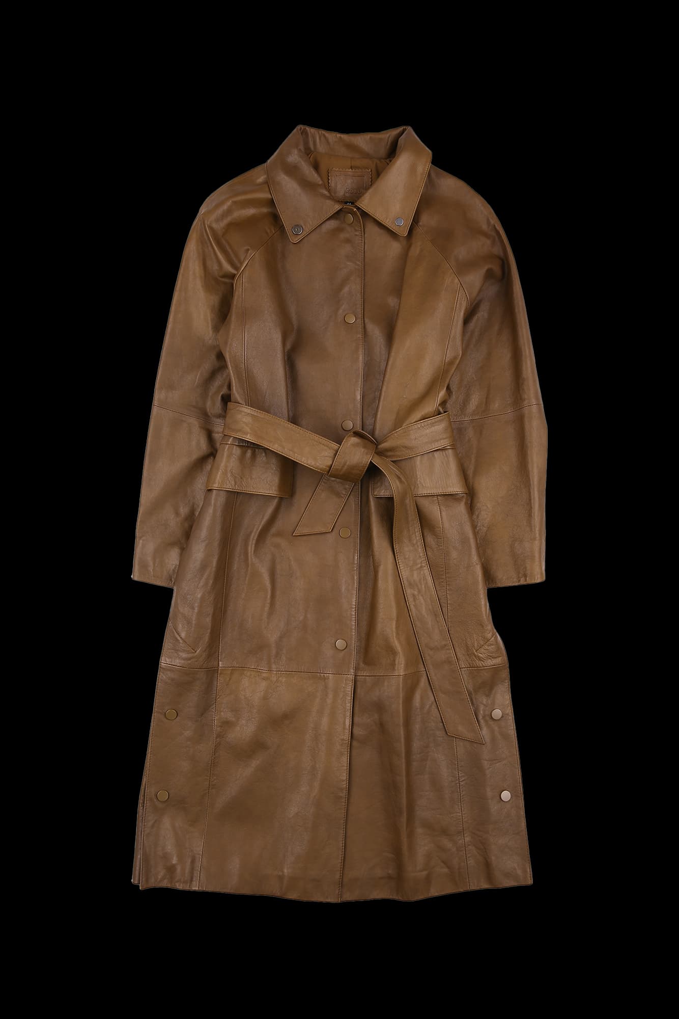 레더 벨티드 롱 자켓