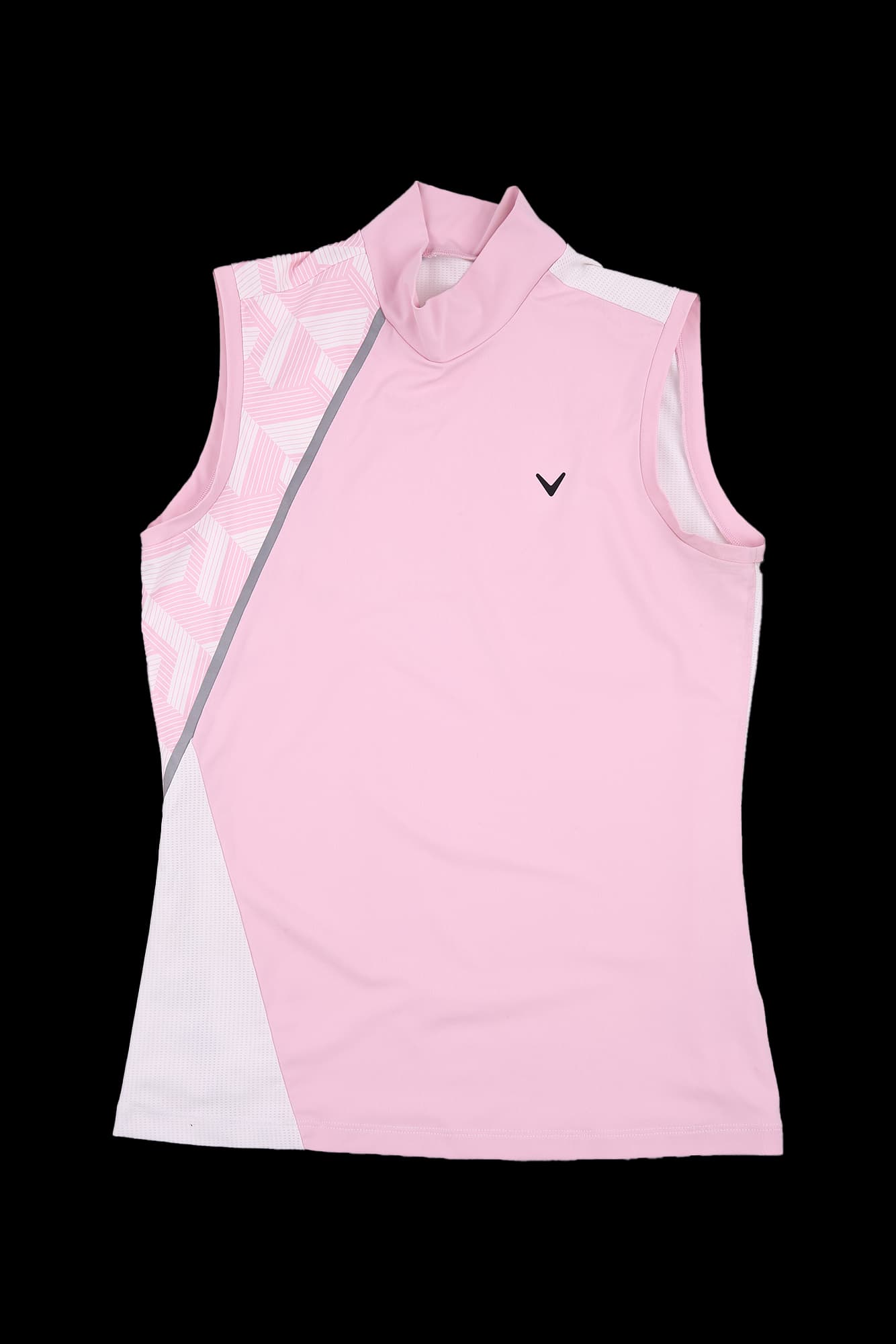 매쉬 배색 슬리브리스 티셔츠