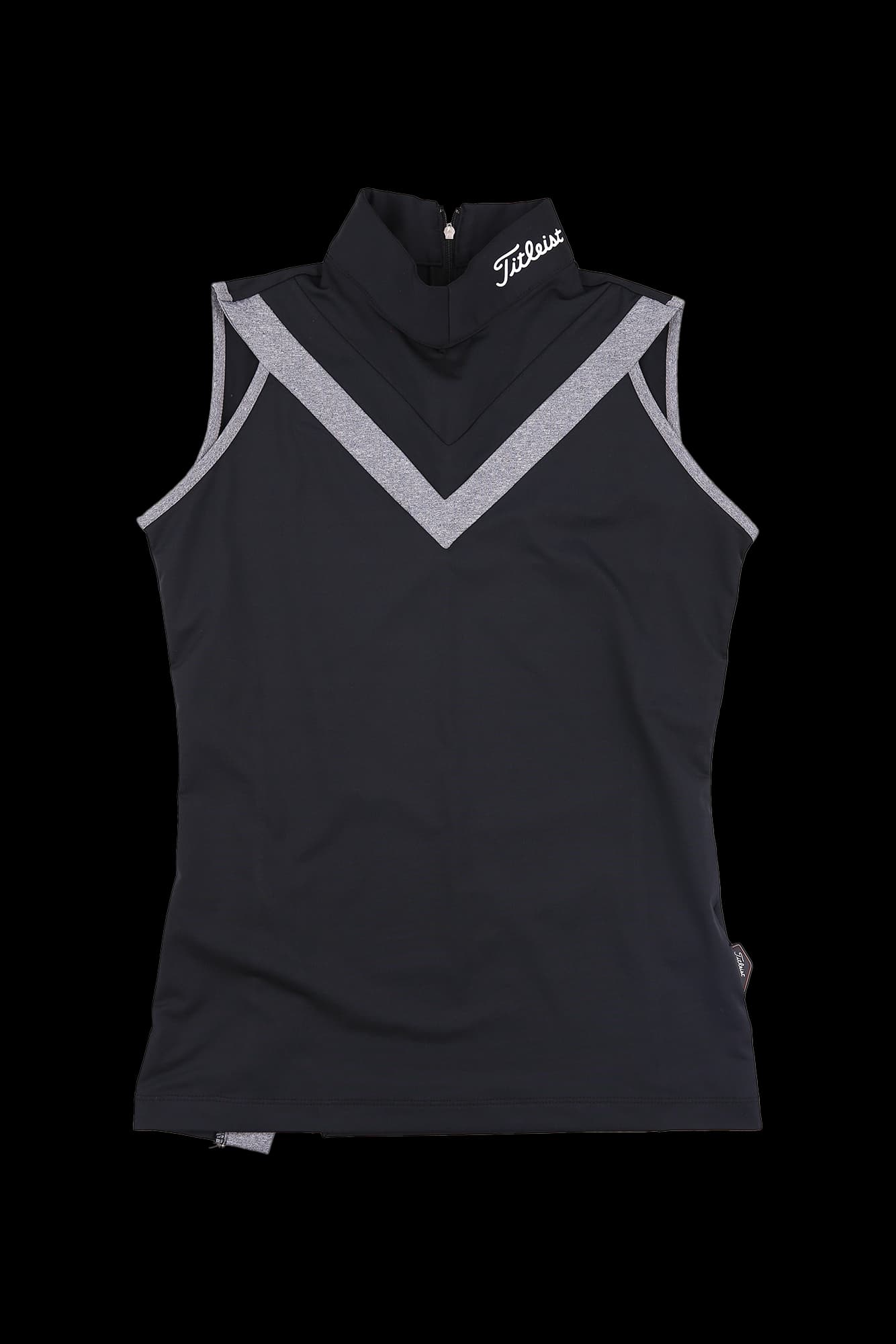 브이넥 배색 슬리브리스 티셔츠