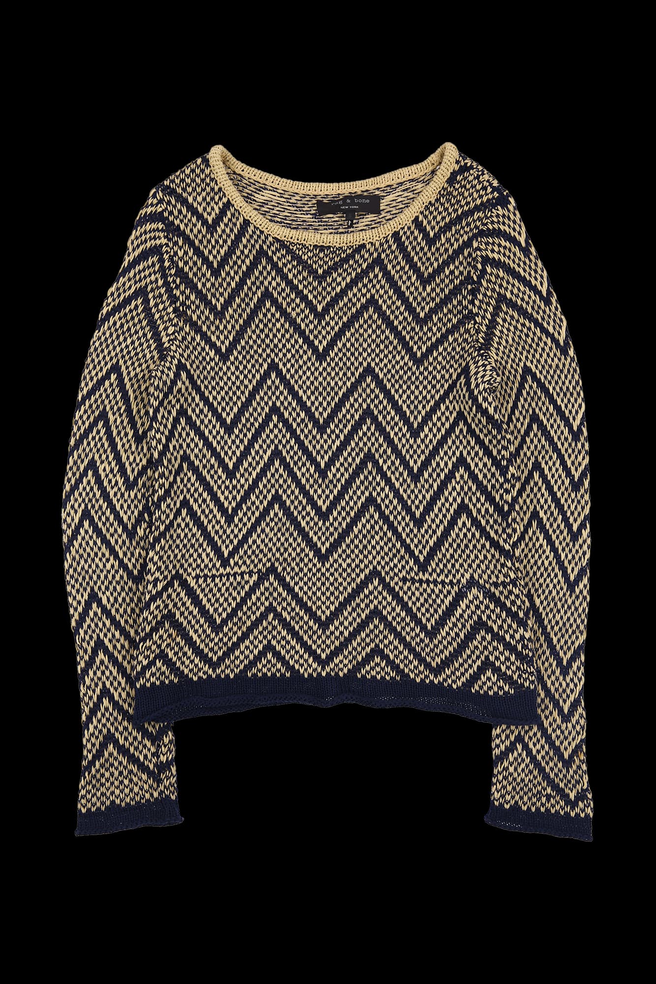 배색 그물 니트