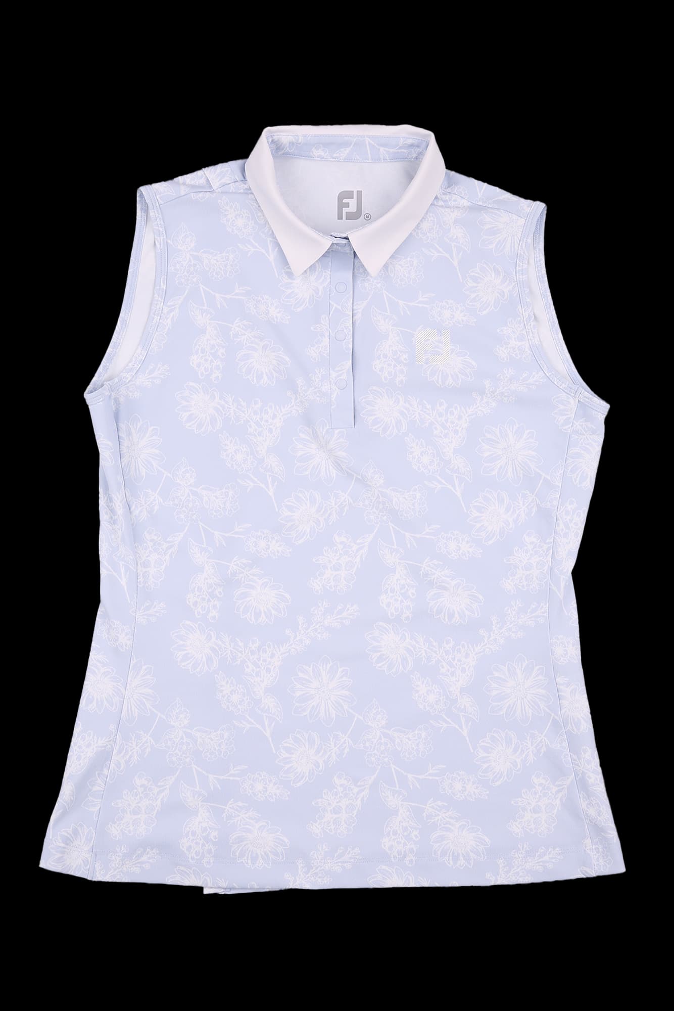 플라워 슬리브리스 카라 티셔츠