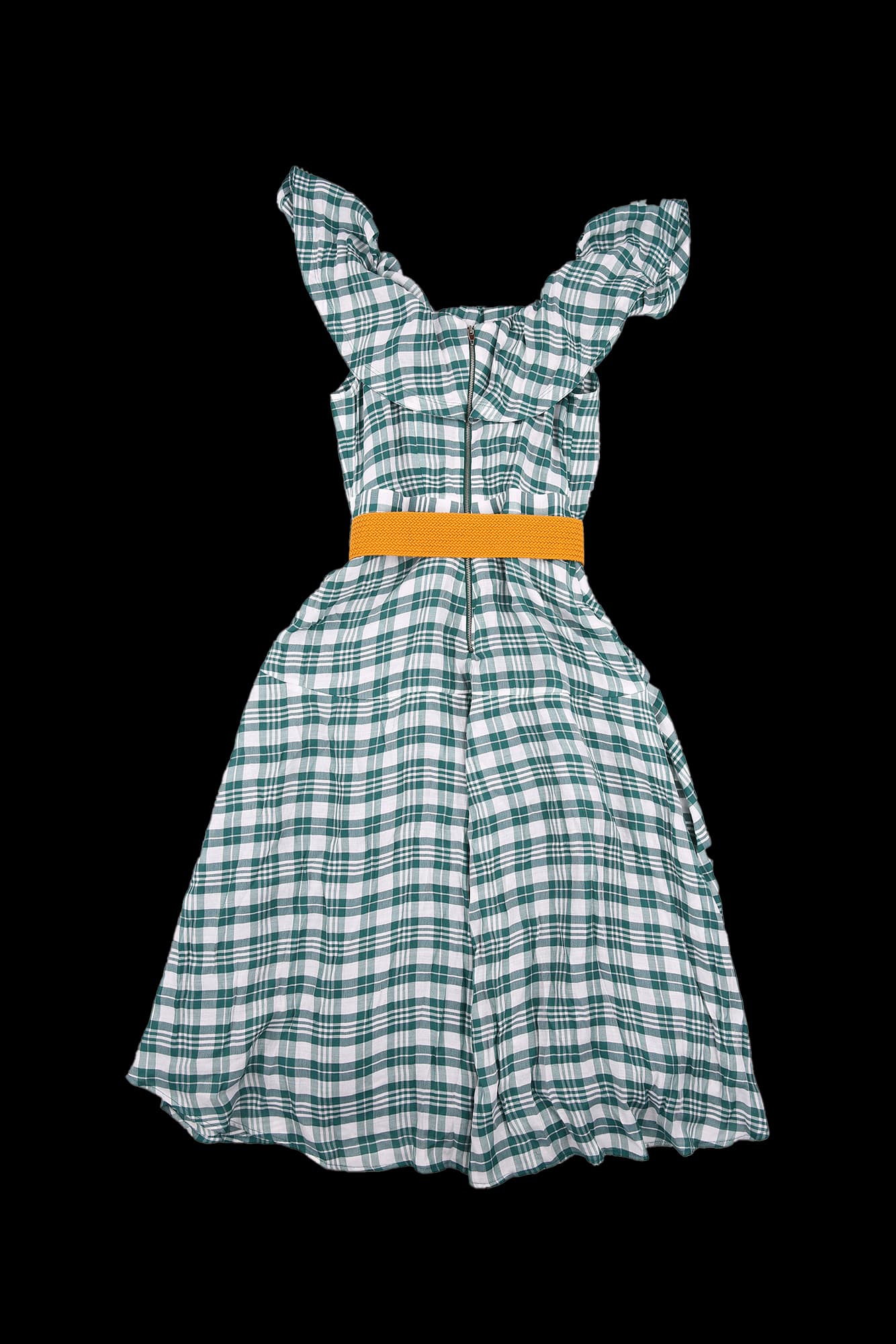 슬리브리스 체크 롱 원피스