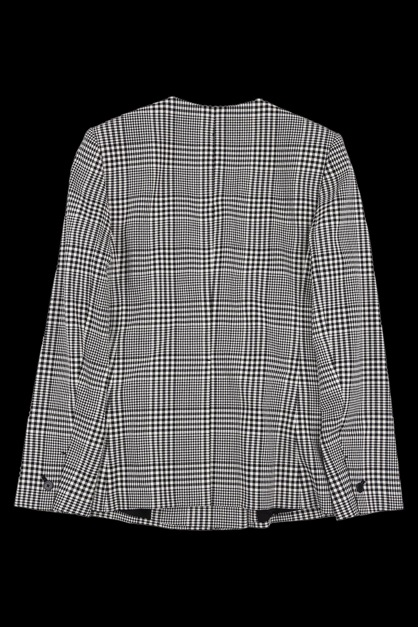 체크 노카라 자켓