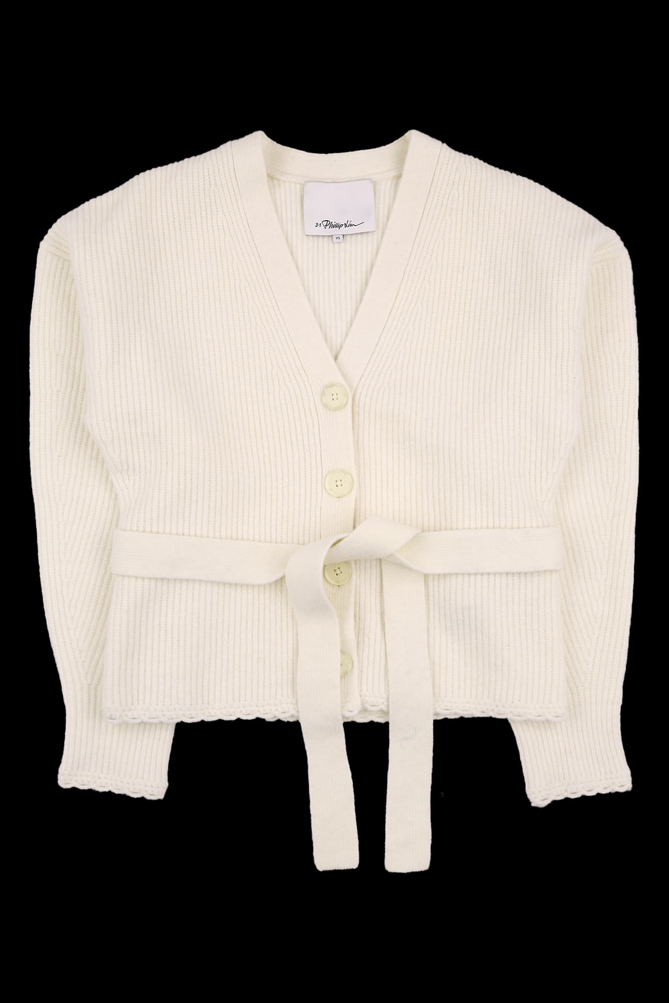 브이넥 니트 벨트 가디건