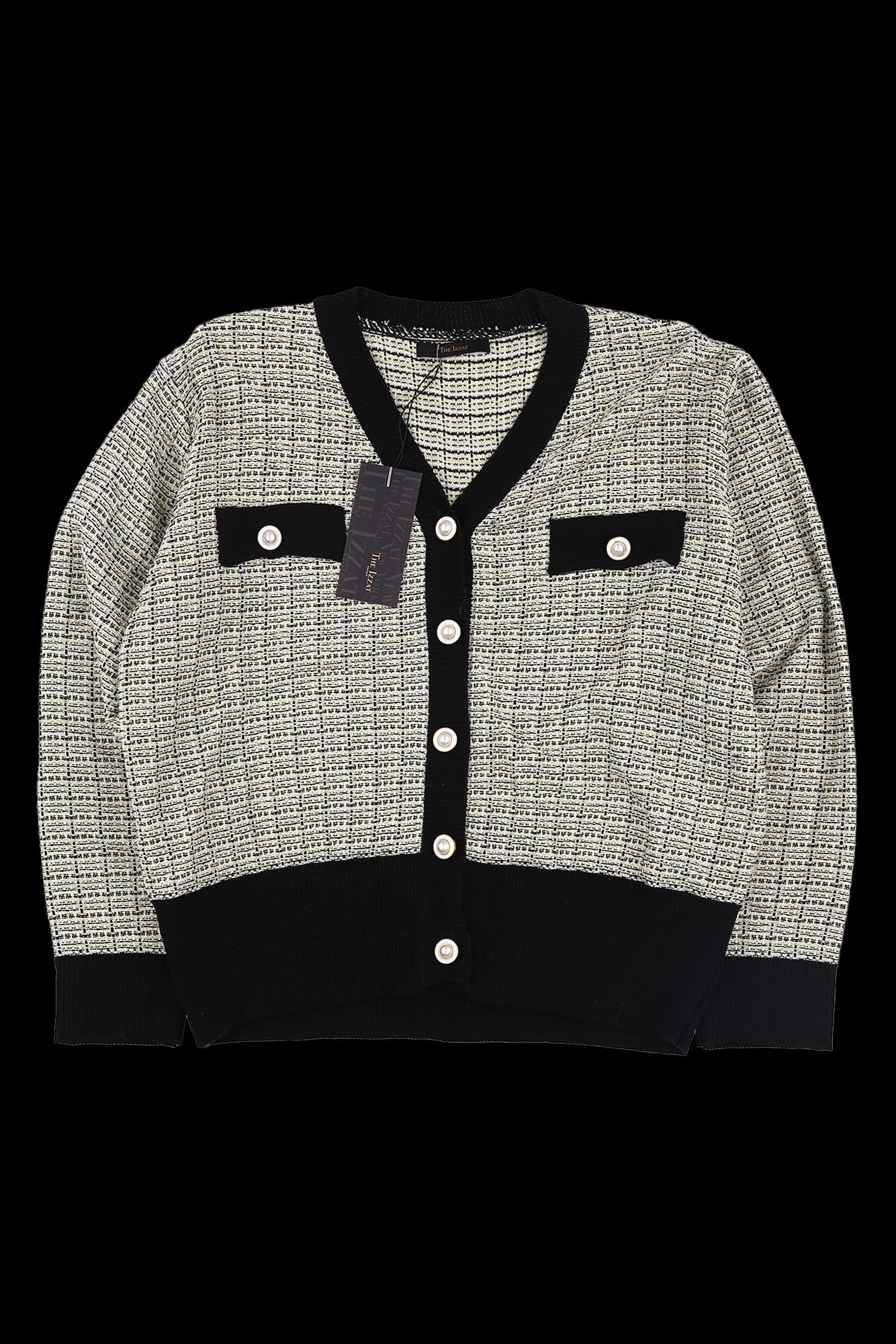 [새상품] 브이넥 배색 가디건